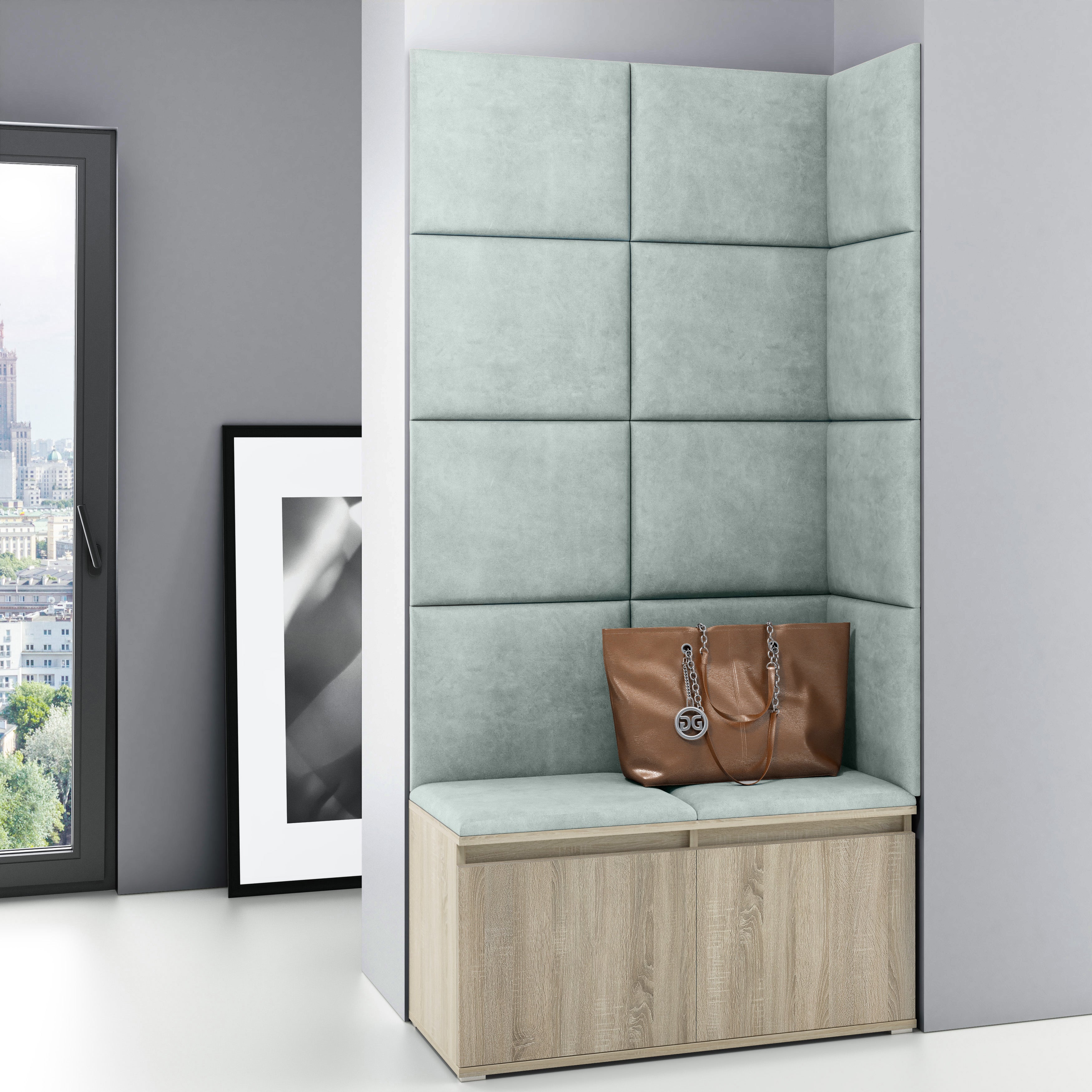 PK Emi 2 Hallway Wardrobe Sonoma - Upholstered Panels in Various Colours