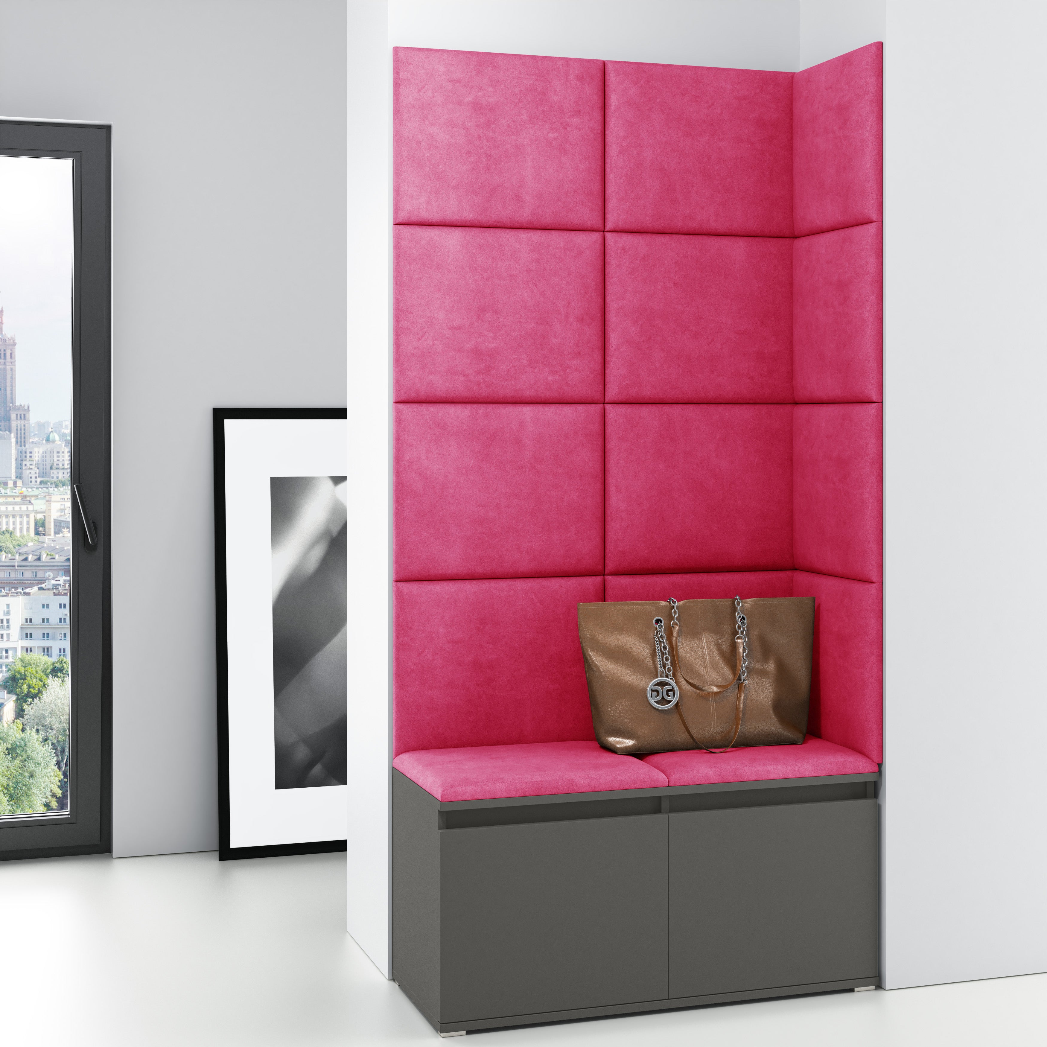 PK Emi 2 Flurschrank Graphit - Gepolsterte Paneele in verschiedenen Farben