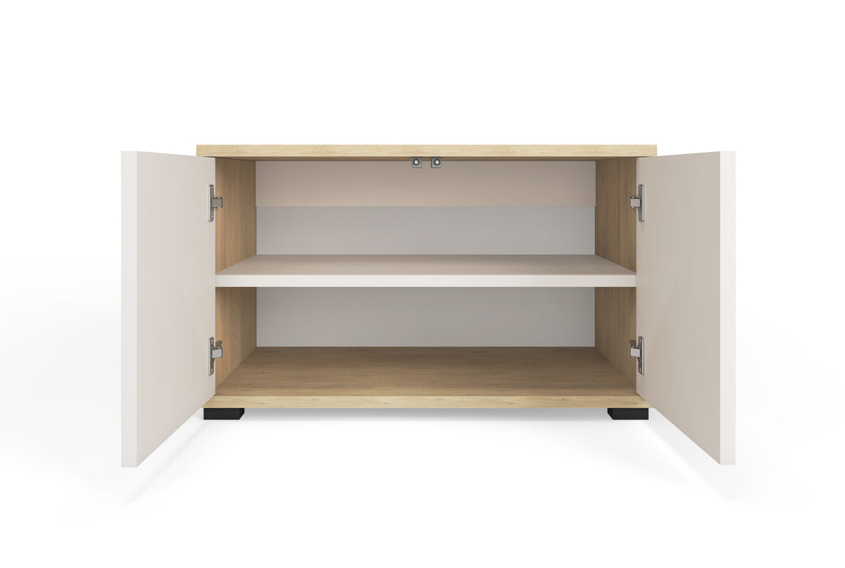 Bello Garderoben-Set 4 – Beinhöhe, Spiegel & Paneelfarbe wählbar | Kaschmir & Cremona Eiche