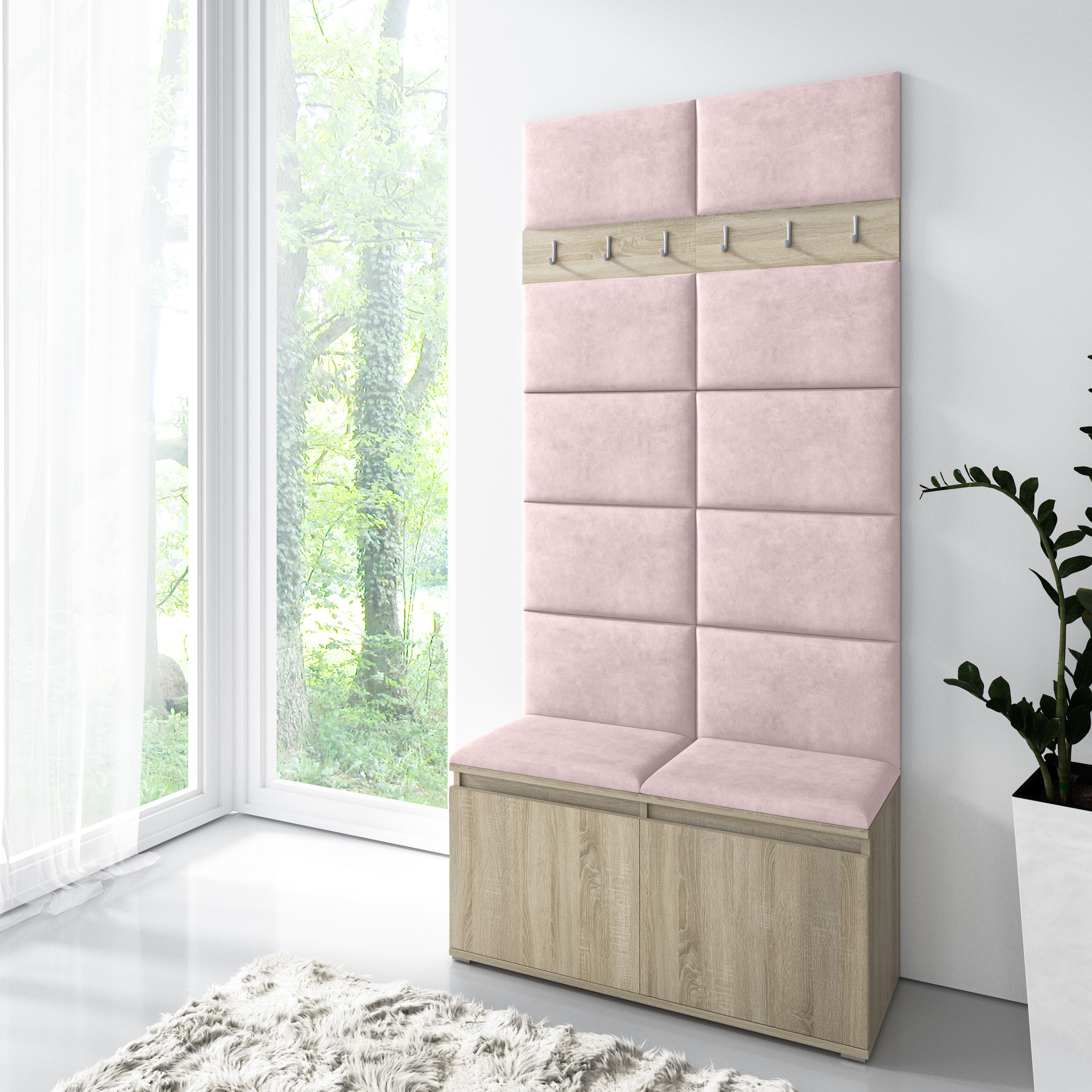 PK Emi 1 Hallway Wardrobe Sonoma - Upholstered Panels in Various Colours