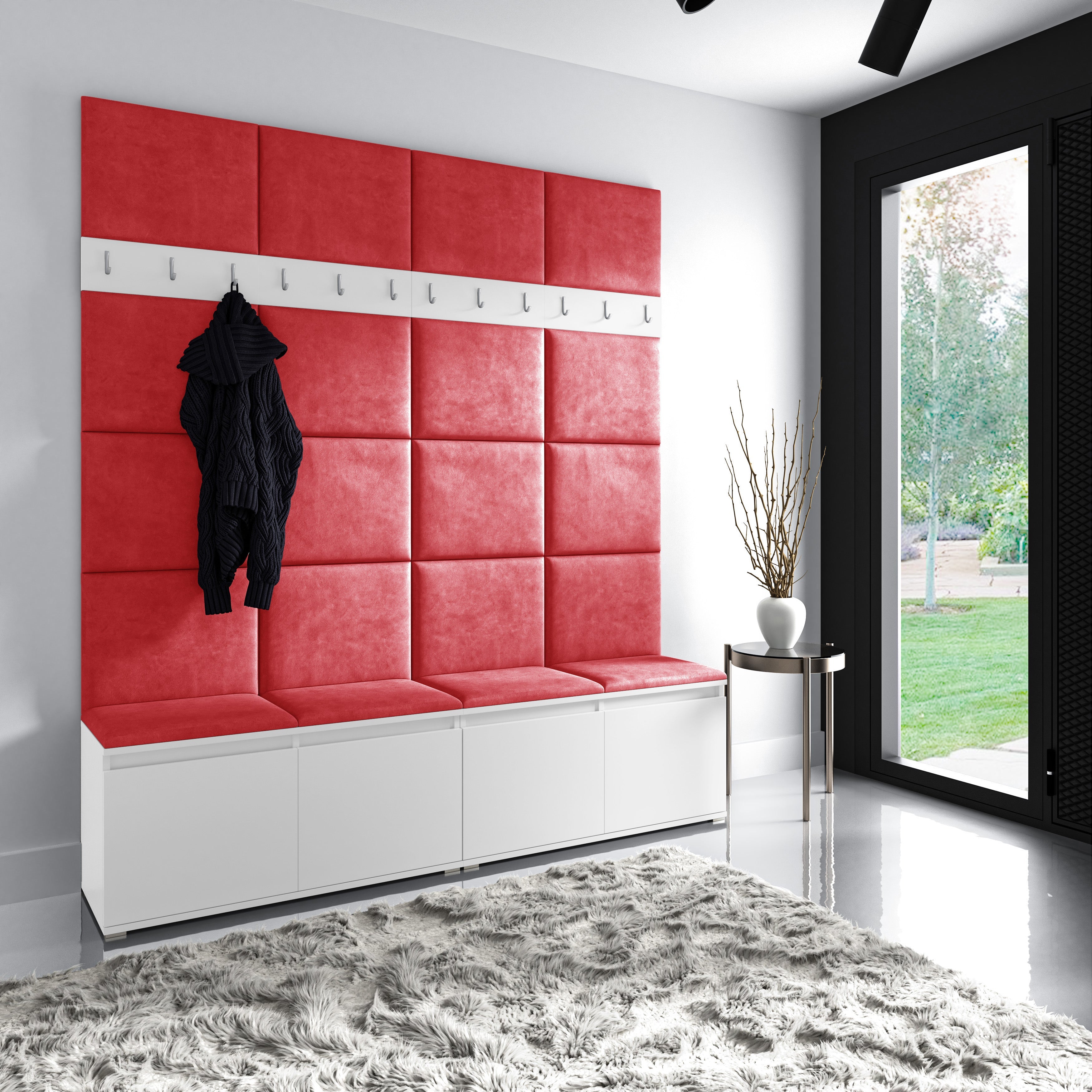 PK Emi 4 Flurgarderobe weiß - Polsterpaneele in verschiedenen Farben