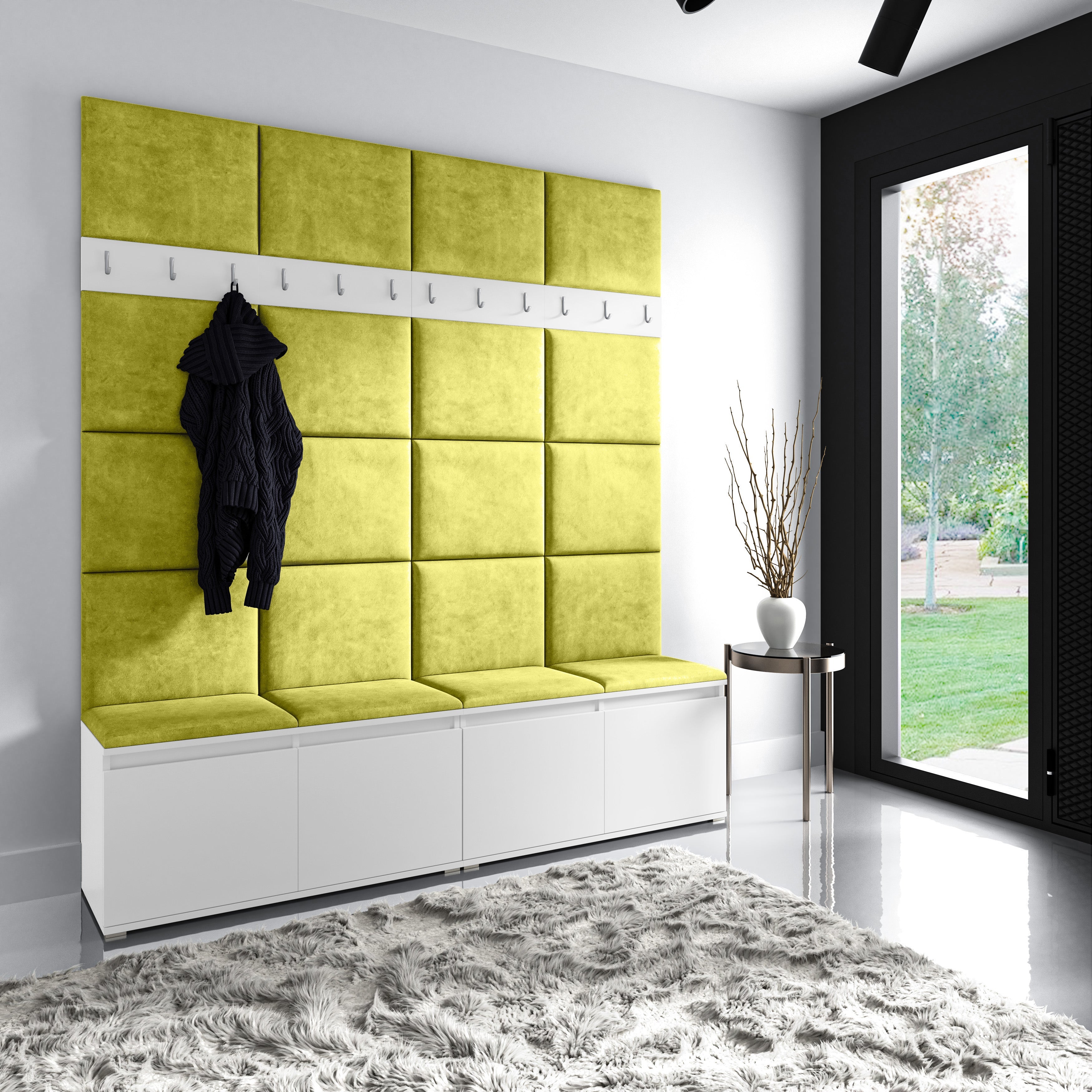 PK Emi 4 Flurgarderobe weiß - Polsterpaneele in verschiedenen Farben