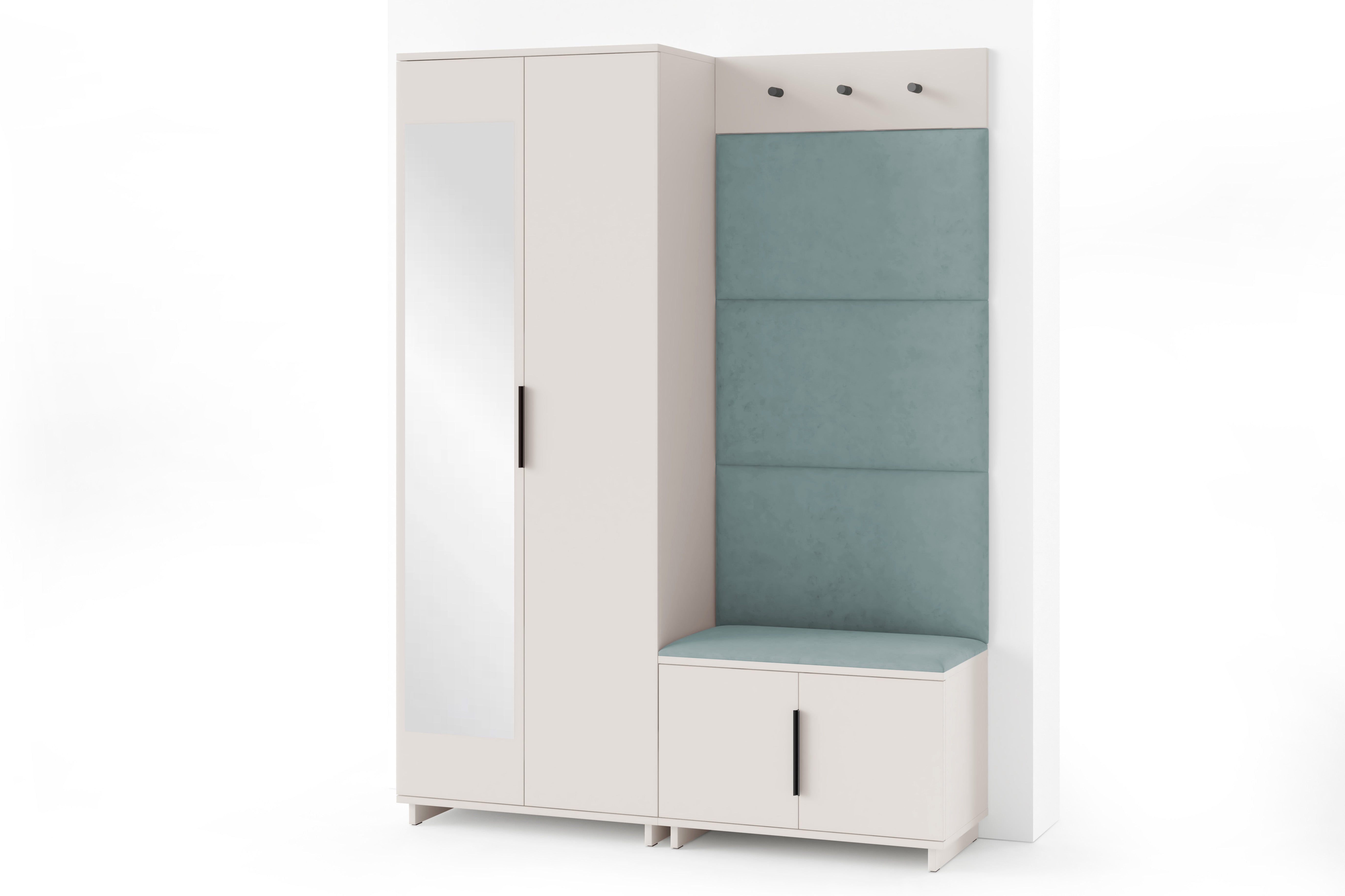 PK Bianco 3 Hallway Wardrobe Set - Upholstered Panels in Various Colours