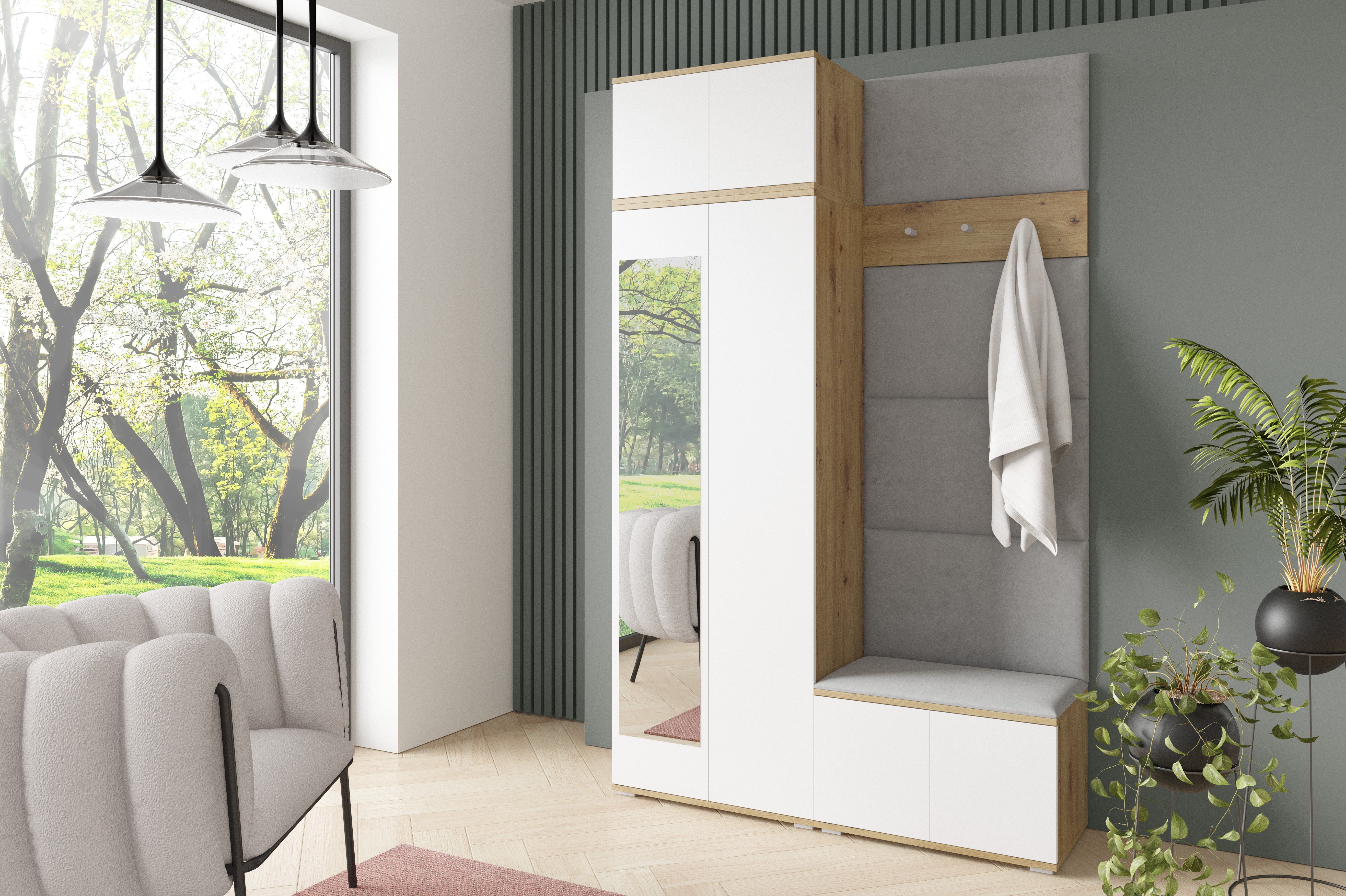 PK Sevilla 2 Hallway Wardrobe -Upholstered Panels in Various Colours