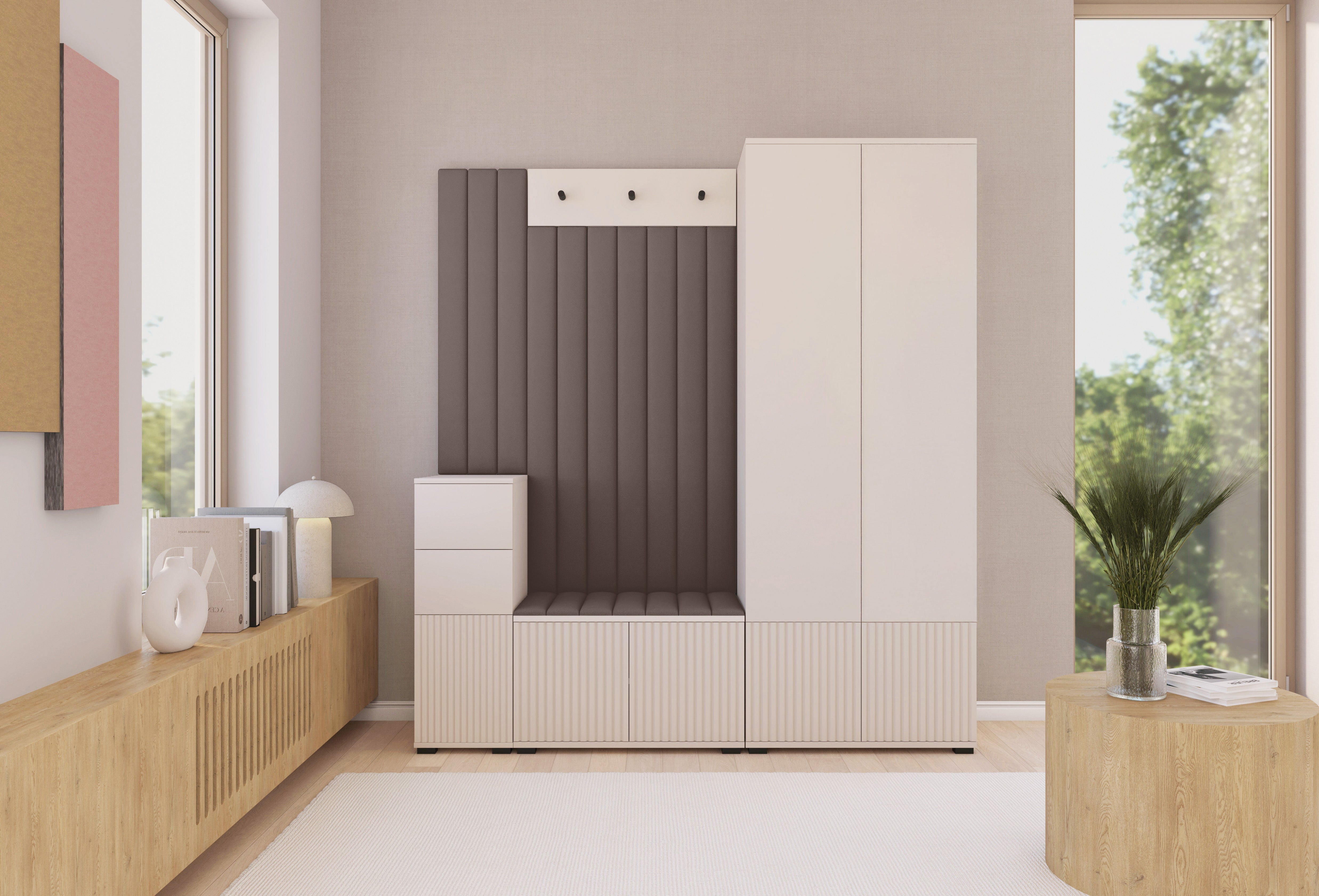 PK Rayo 7 Hallway Wardrobe - Upholstered Panels in Various Colours