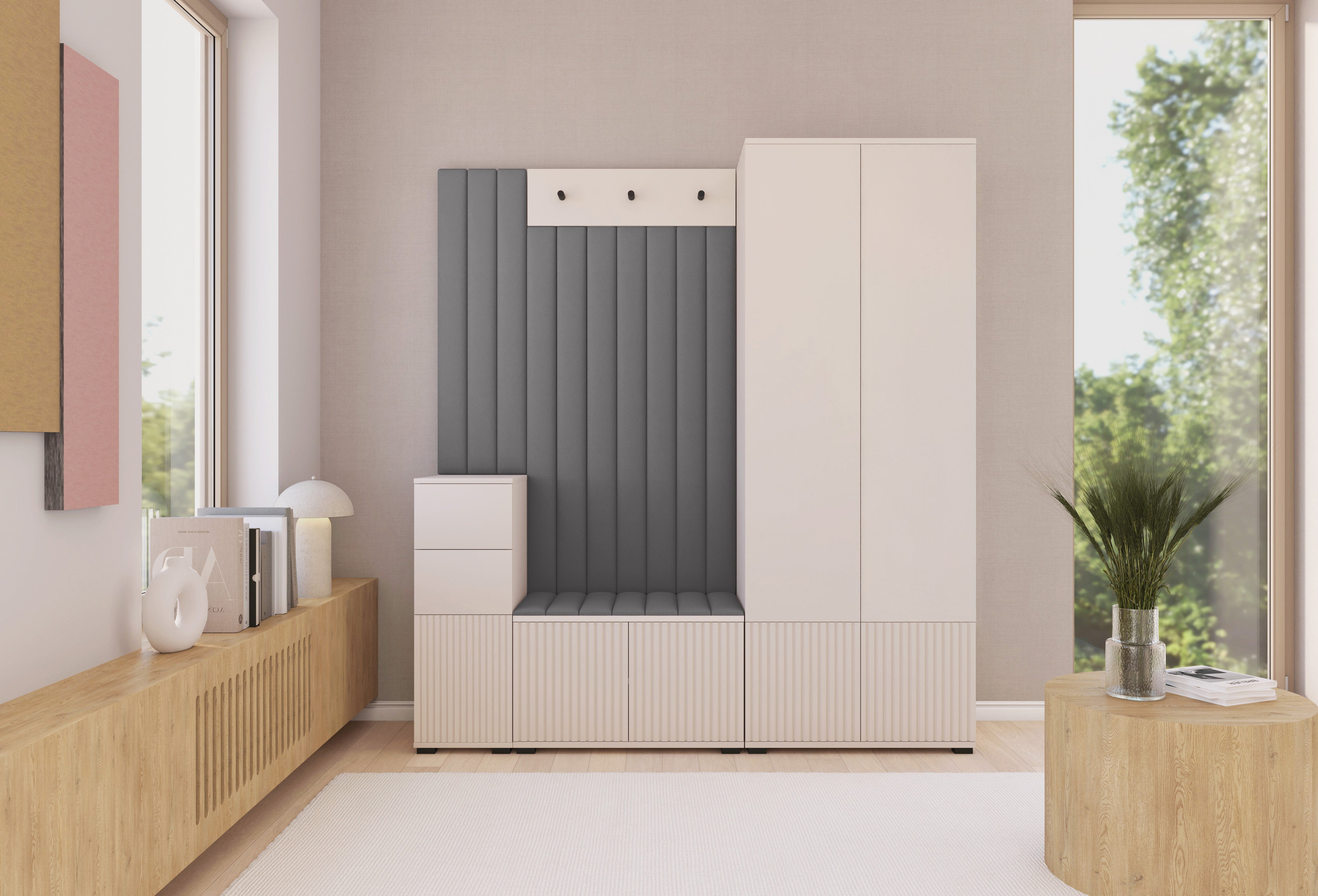 PK Rayo 7 Hallway Wardrobe - Upholstered Panels in Various Colours