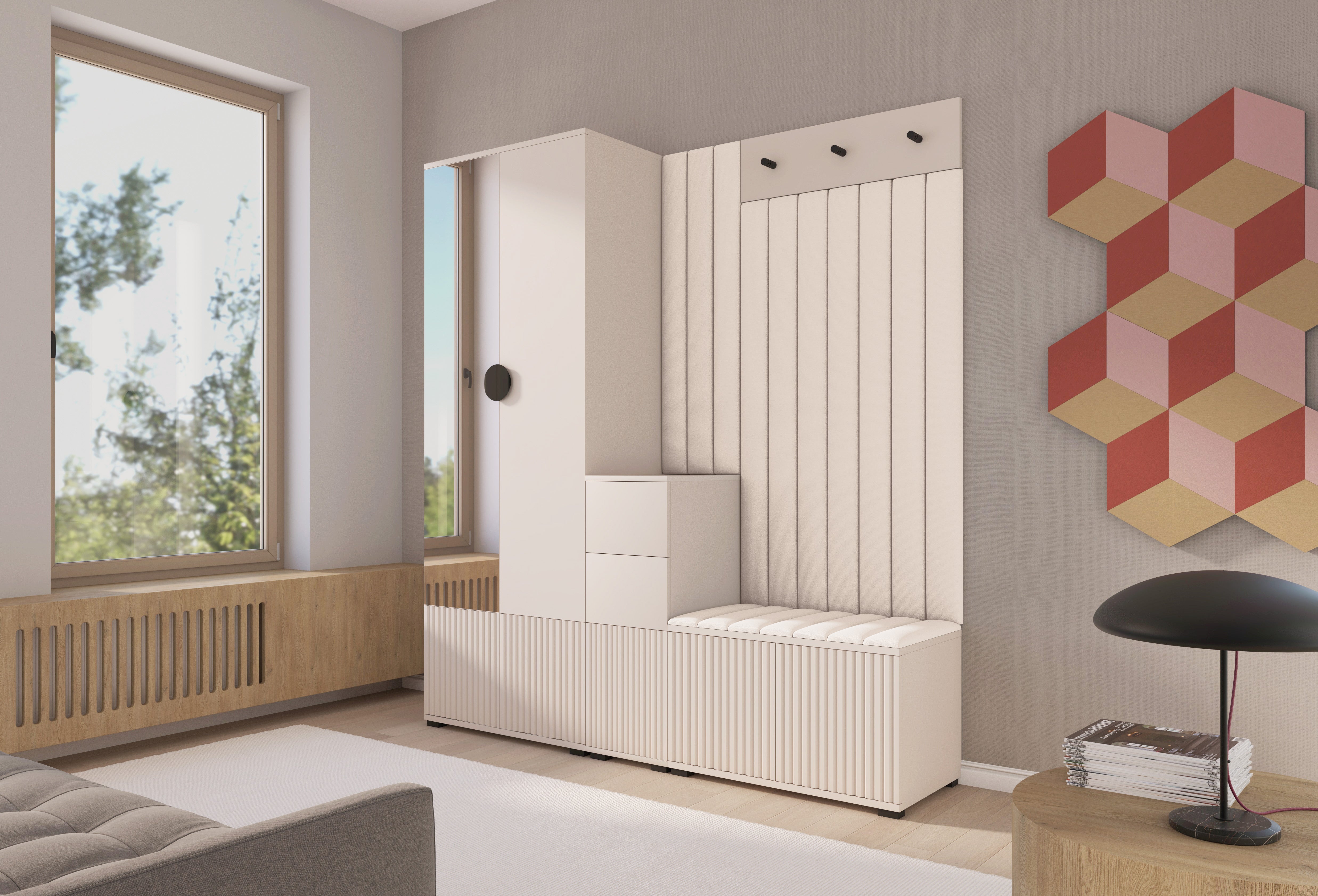 PK Rayo 7 Hallway Wardrobe - Upholstered Panels in Various Colours