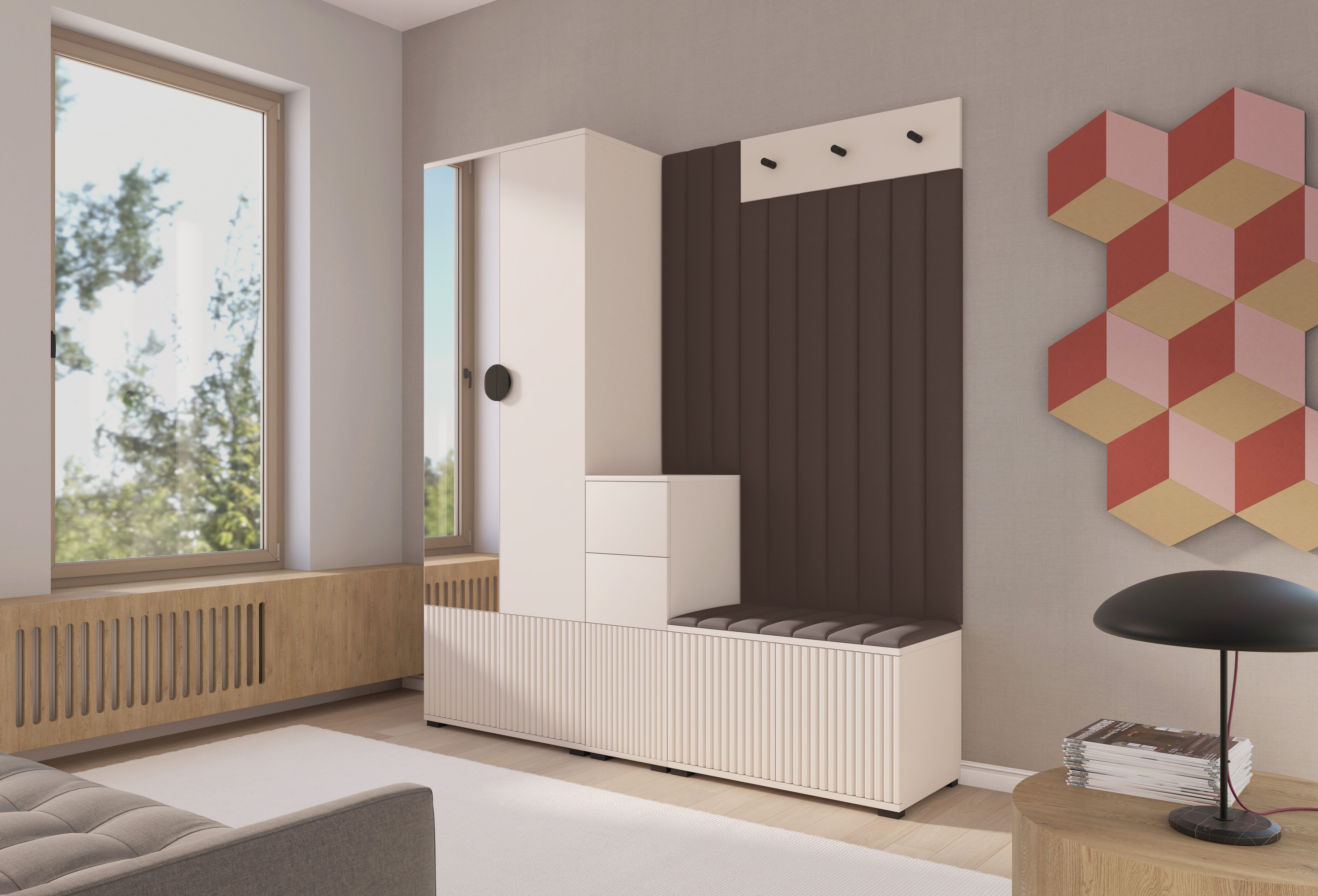 PK Rayo 7 Hallway Wardrobe - Upholstered Panels in Various Colours