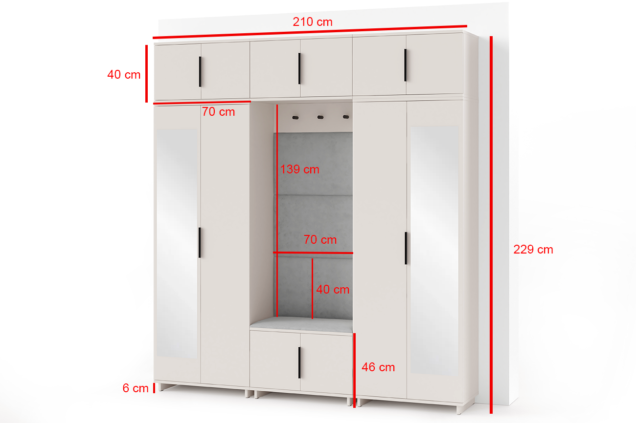 PK Bianco 2 Hallway Wardrobe Set - Upholstered Panels in Various Colours