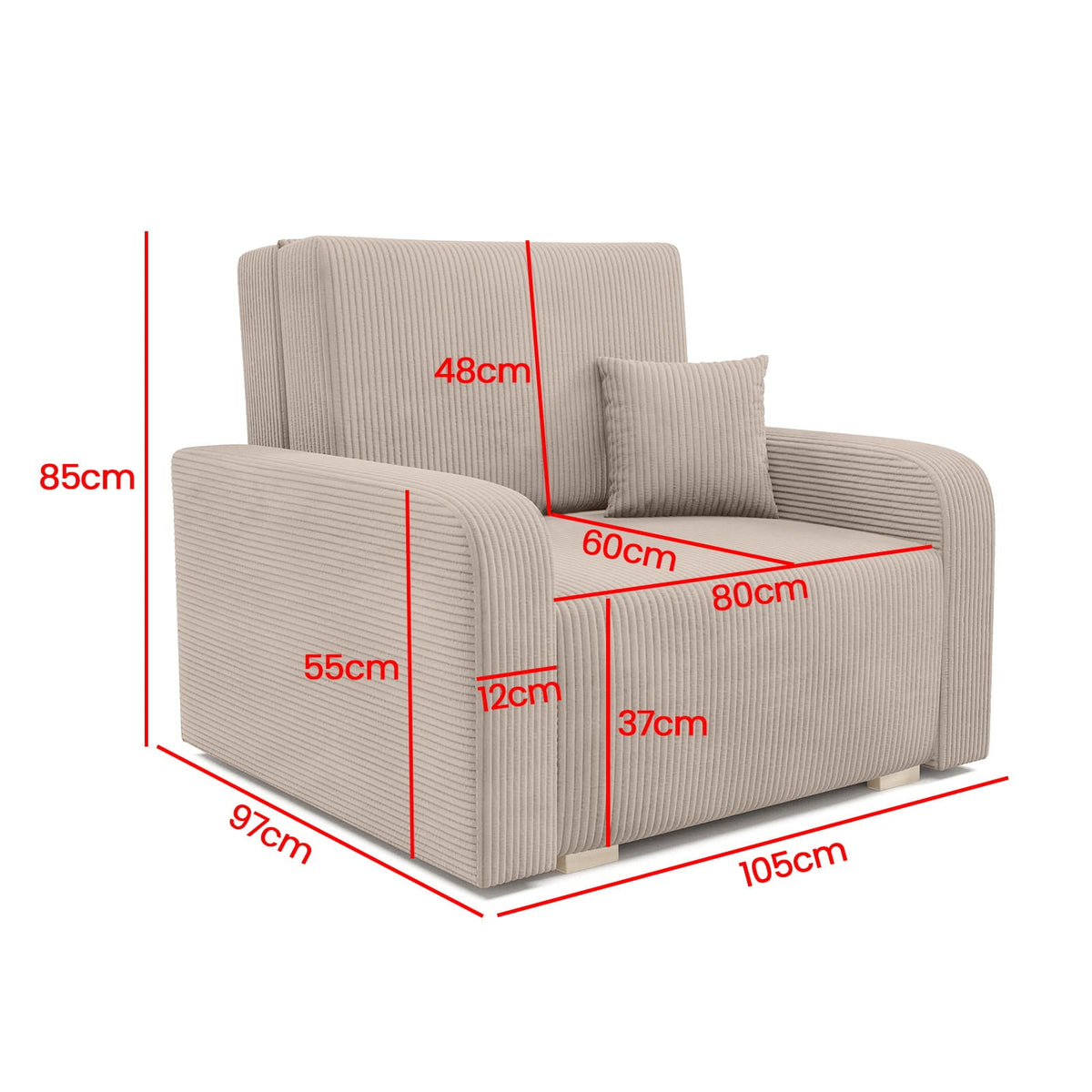 Ness I Schlafsofa – Einzelbett mit Stauraum – 80 cm