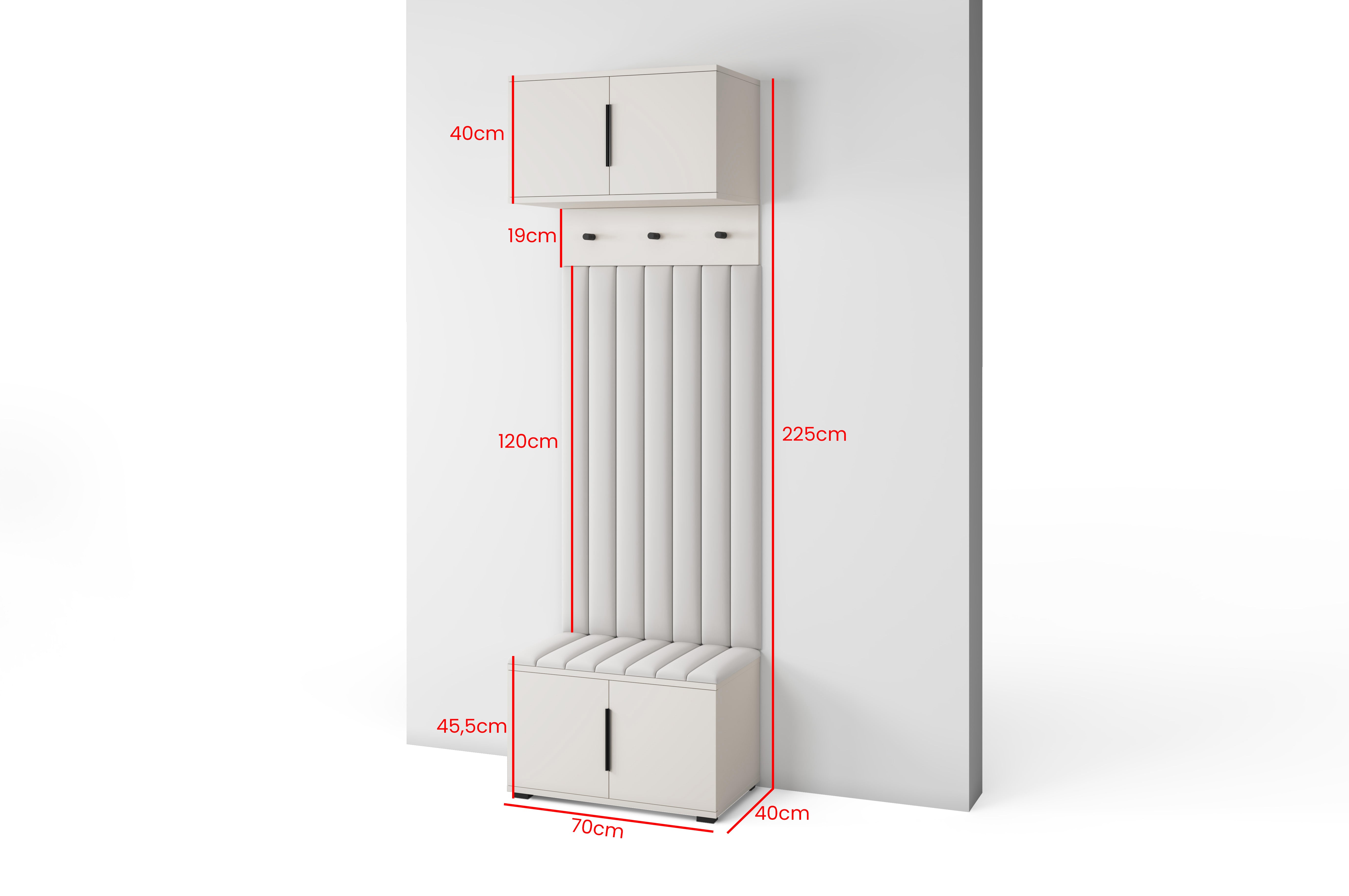PK Bianco 15 Hallway Wardrobe Set - Upholstered Panels in Various Colours