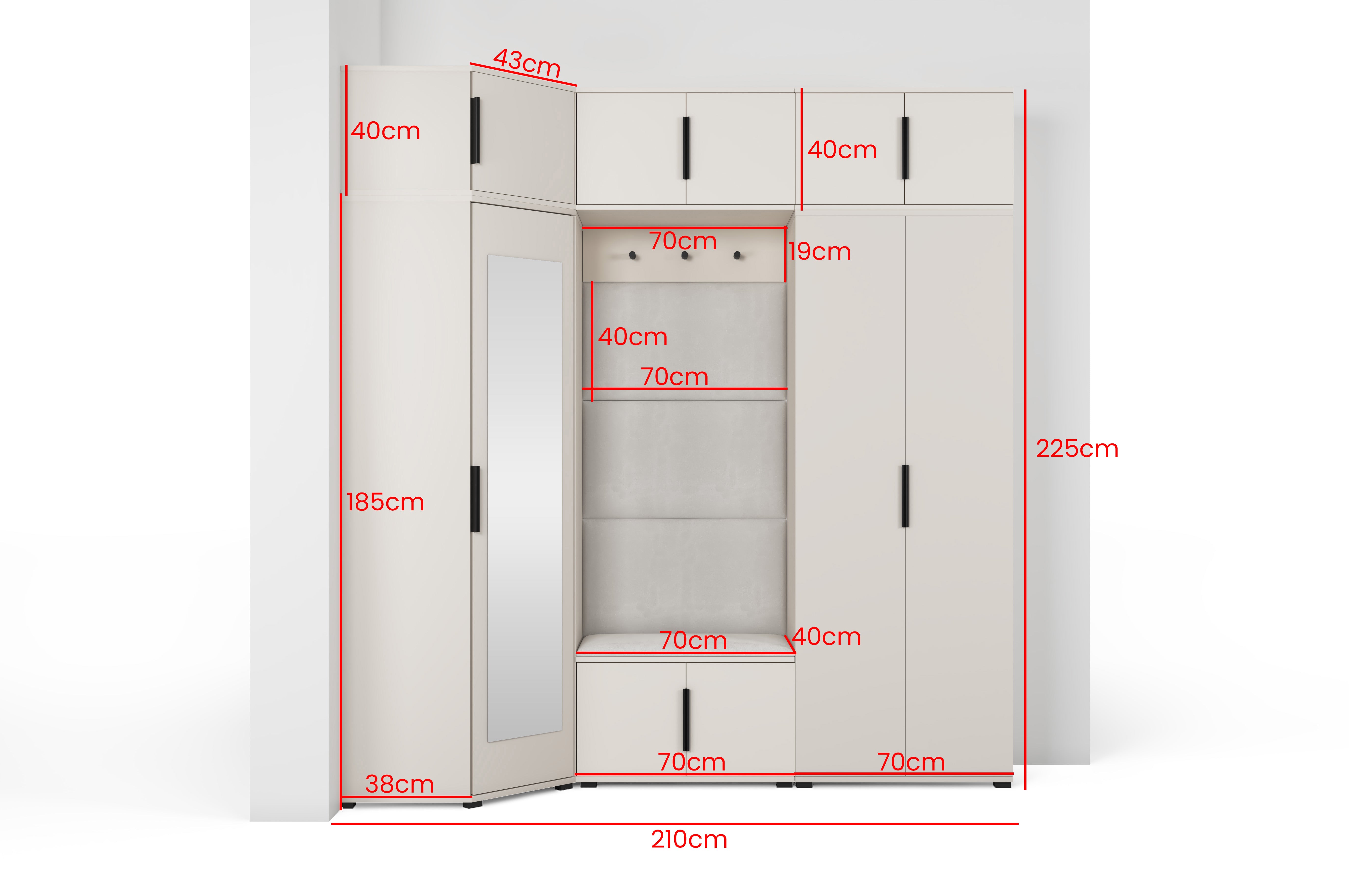 PK Bianco 20 Hallway Wardrobe Set - Upholstered Panels in Various Colours
