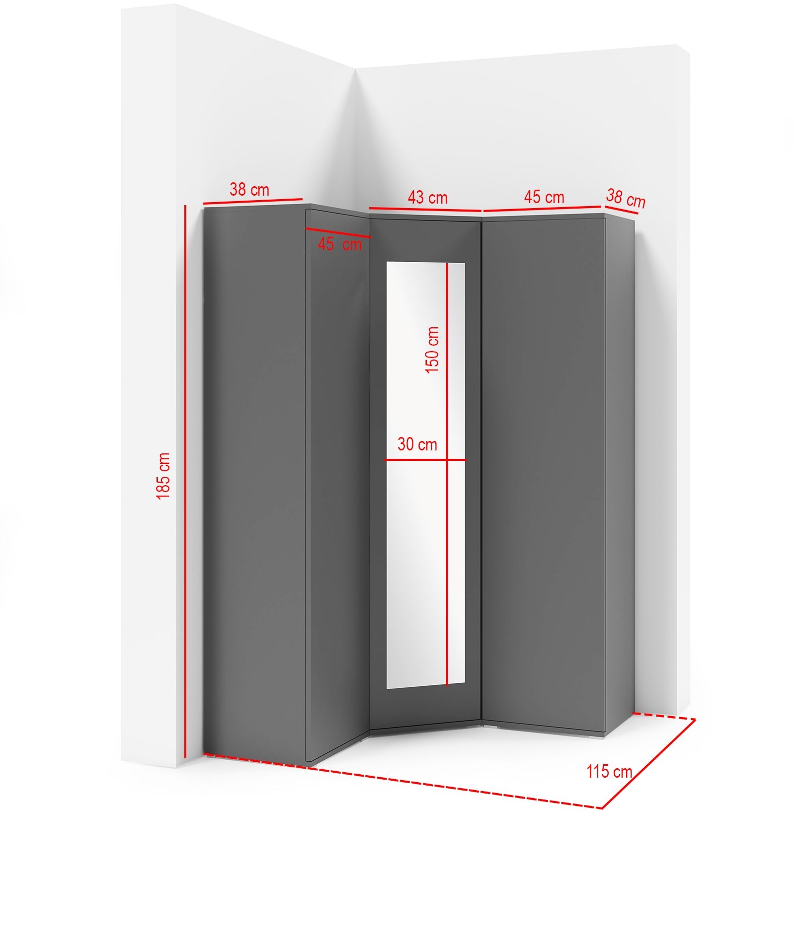 PK Emi 40 Hallway Wardrobe White/ Sonoma Oak/Graphite/Aristan Oak-Black