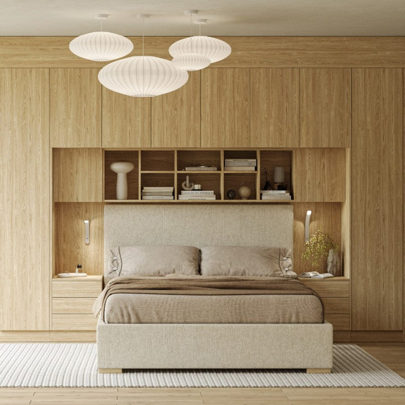 SLEEP VARIA Individuell gestaltbares Schlafzimmer-Einbausystem mit Nachttischen – Geölte Eiche / Geölte Eiche