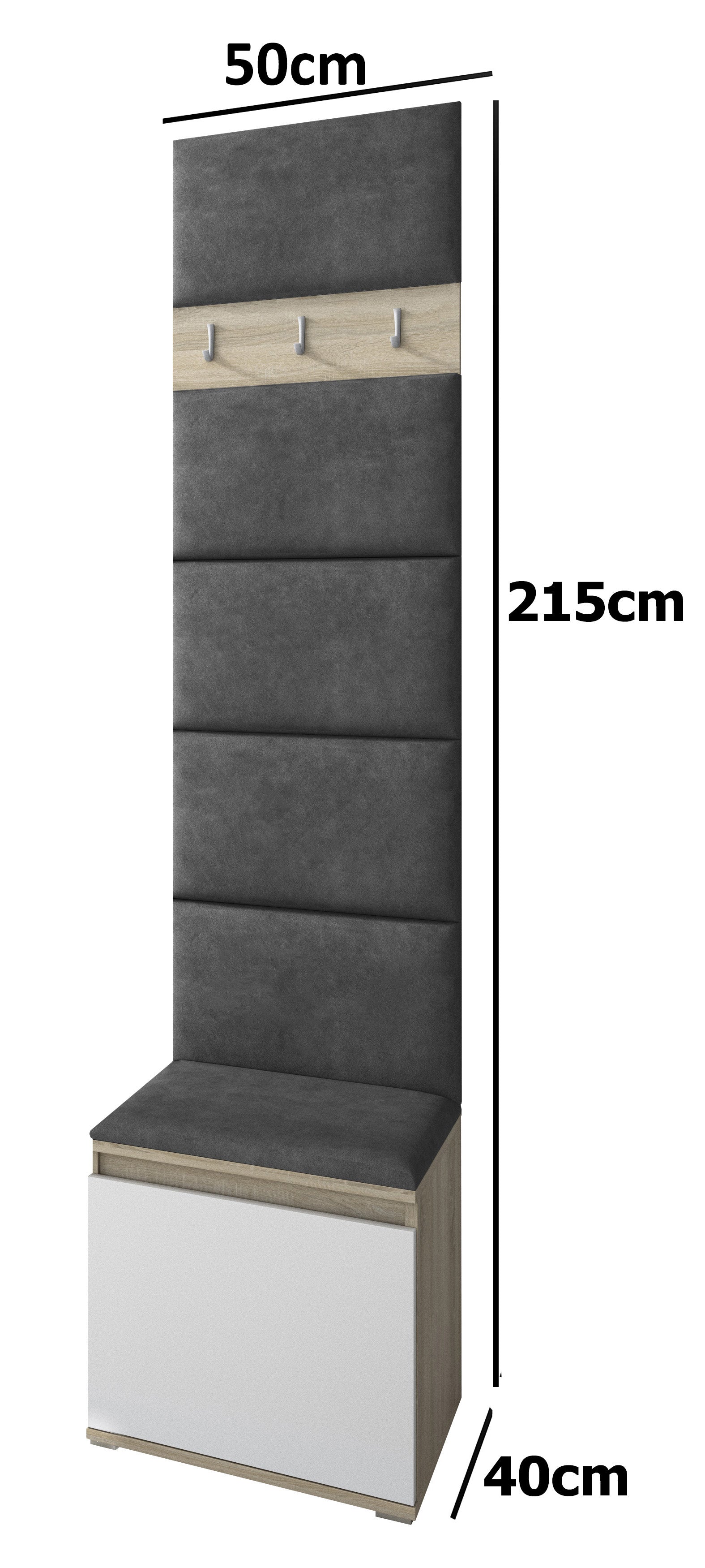 PK Emi 7 Hallway Wardrobe White - Upholstered Panels in Various Colours