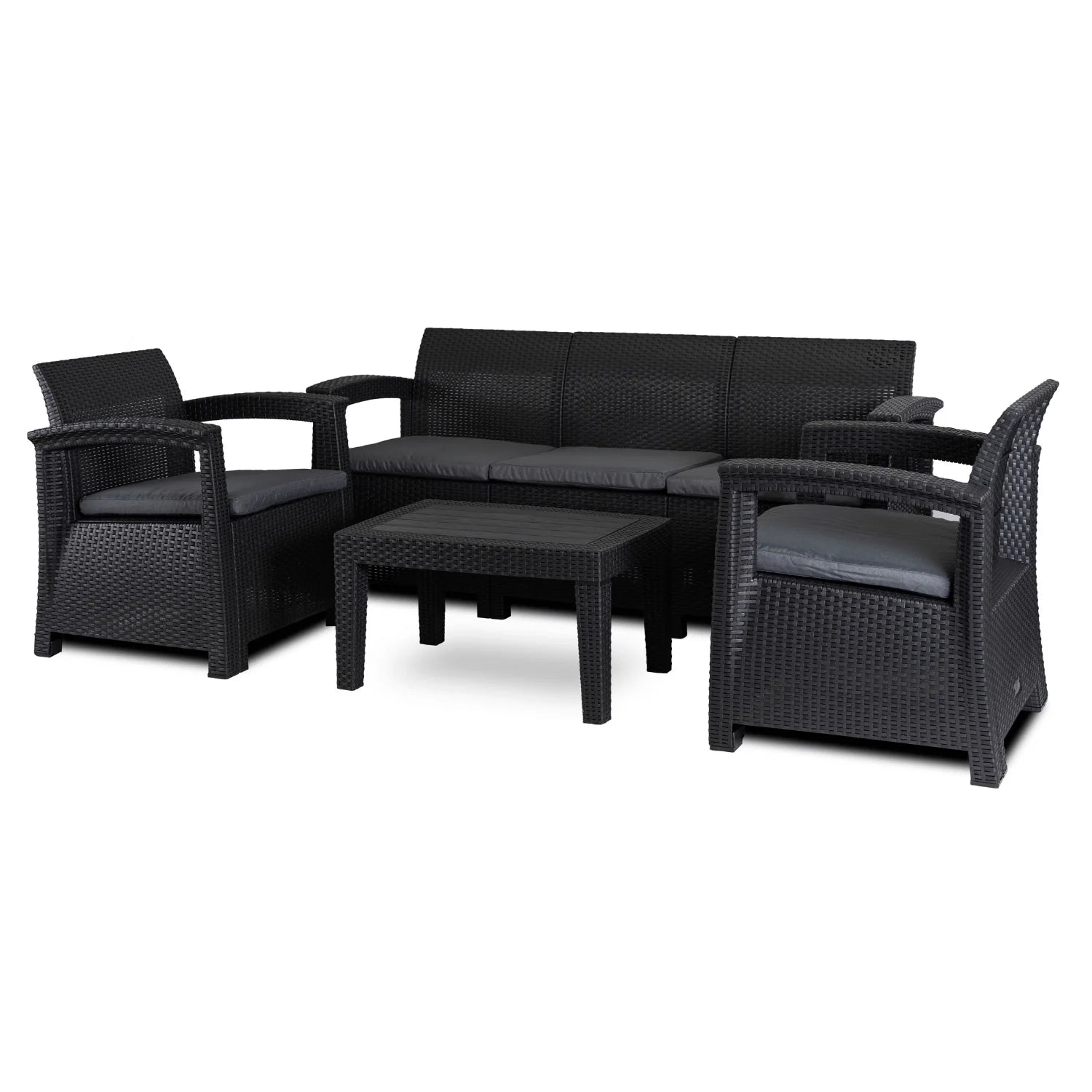 Elite BRANDON Outdoor Furniture Set – Black/Dark Gray | Stylish & Comfortable Garden Lounge