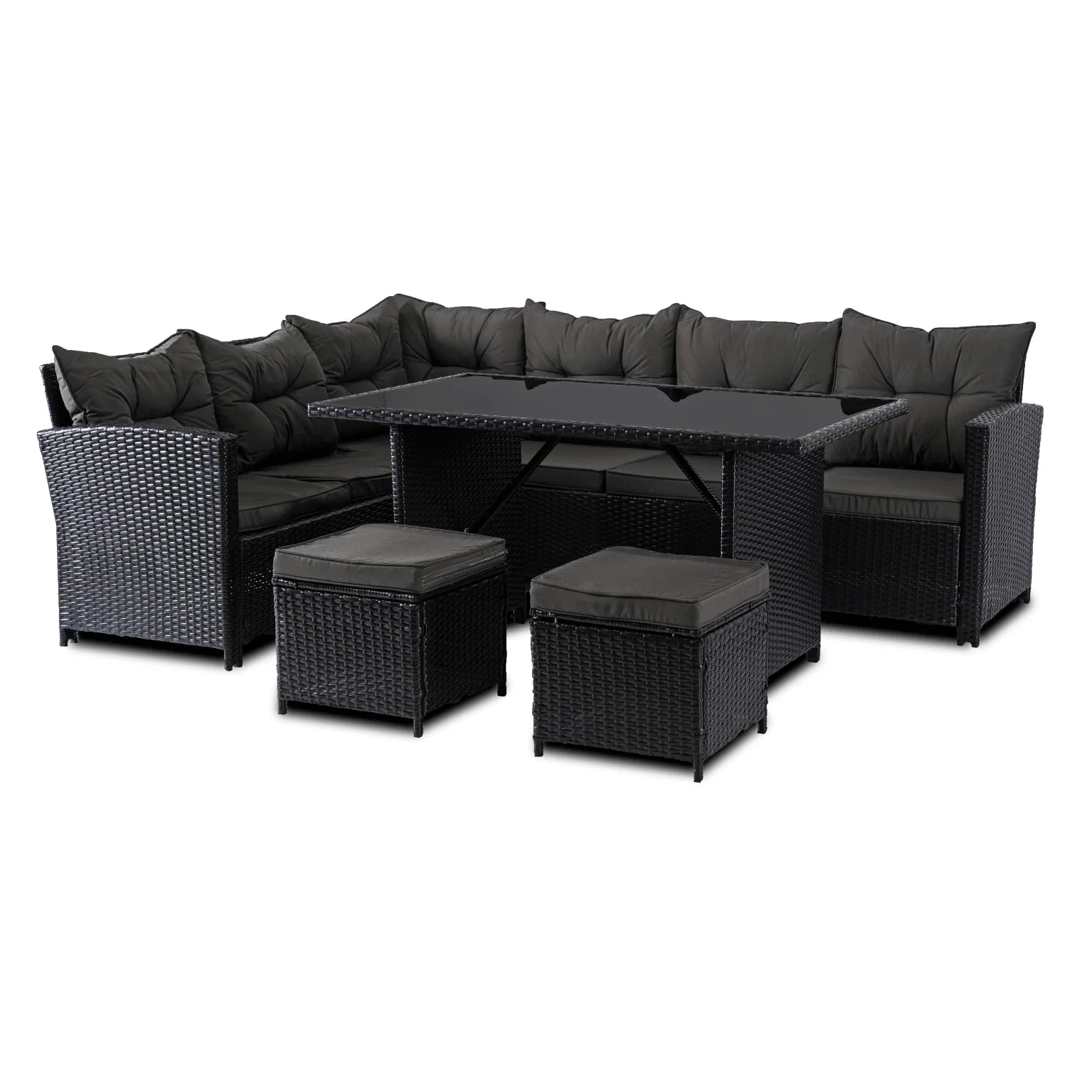 Elite DALLAS Outdoor Furniture Set  Black/Dark Grey - Luxury Rattan Garden Loung