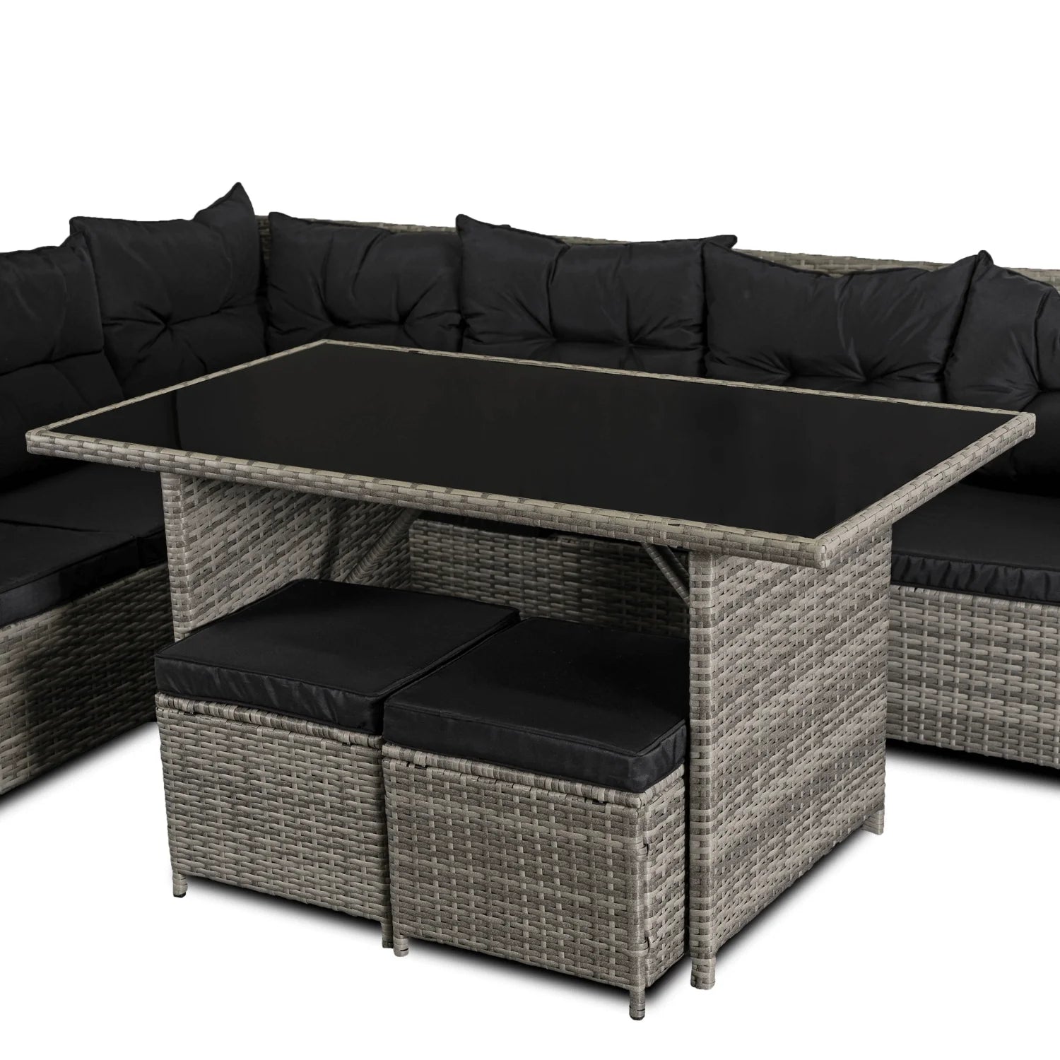 Elite DALLAS Gartenmöbel-Set Grau/Schwarz – Luxuriöse Rattan-Gartenlounge
