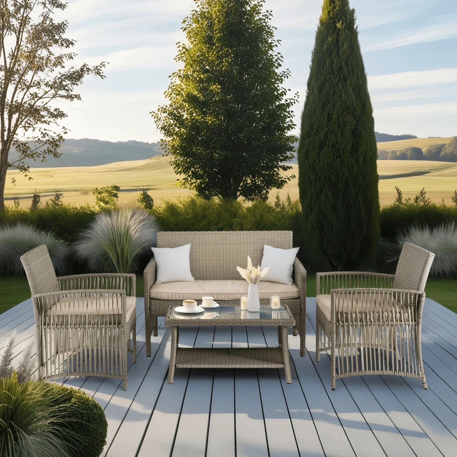 Elite FILADELFIA Outdoor Furniture Set – Gray & Beige