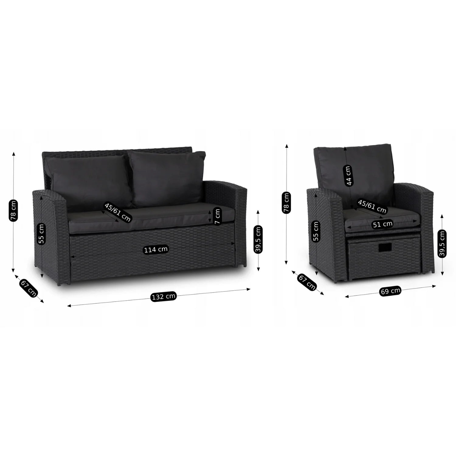 Elite FLORYDA Gartenmöbel-Set – Dunkelgrau