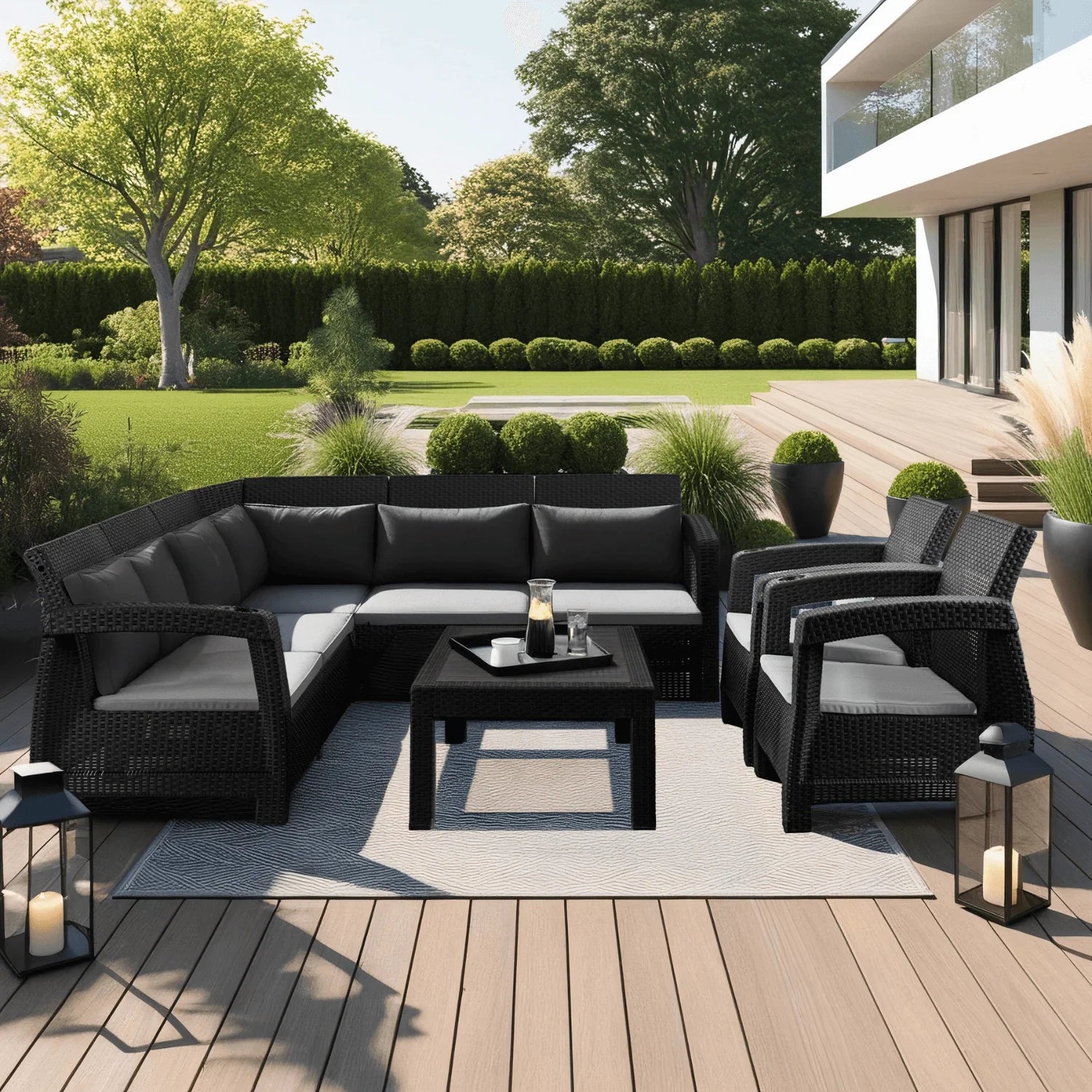 Elite INDIANA Outdoor Furniture Set Black/Gray - Modern & Versatile Garden Lounge
