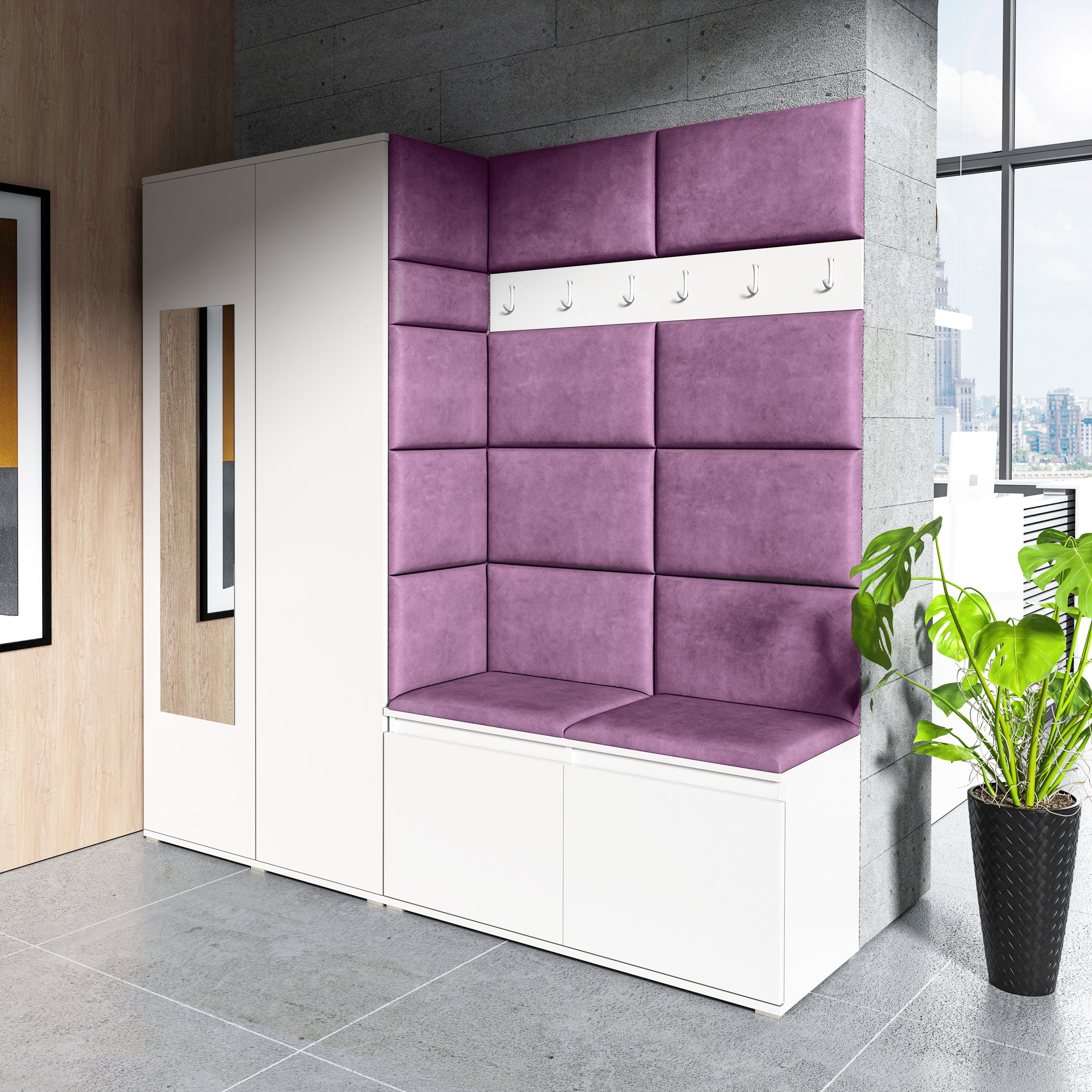 PK Emi 8 Hallway Wardrobe White - Upholstered Panels in Various Colours