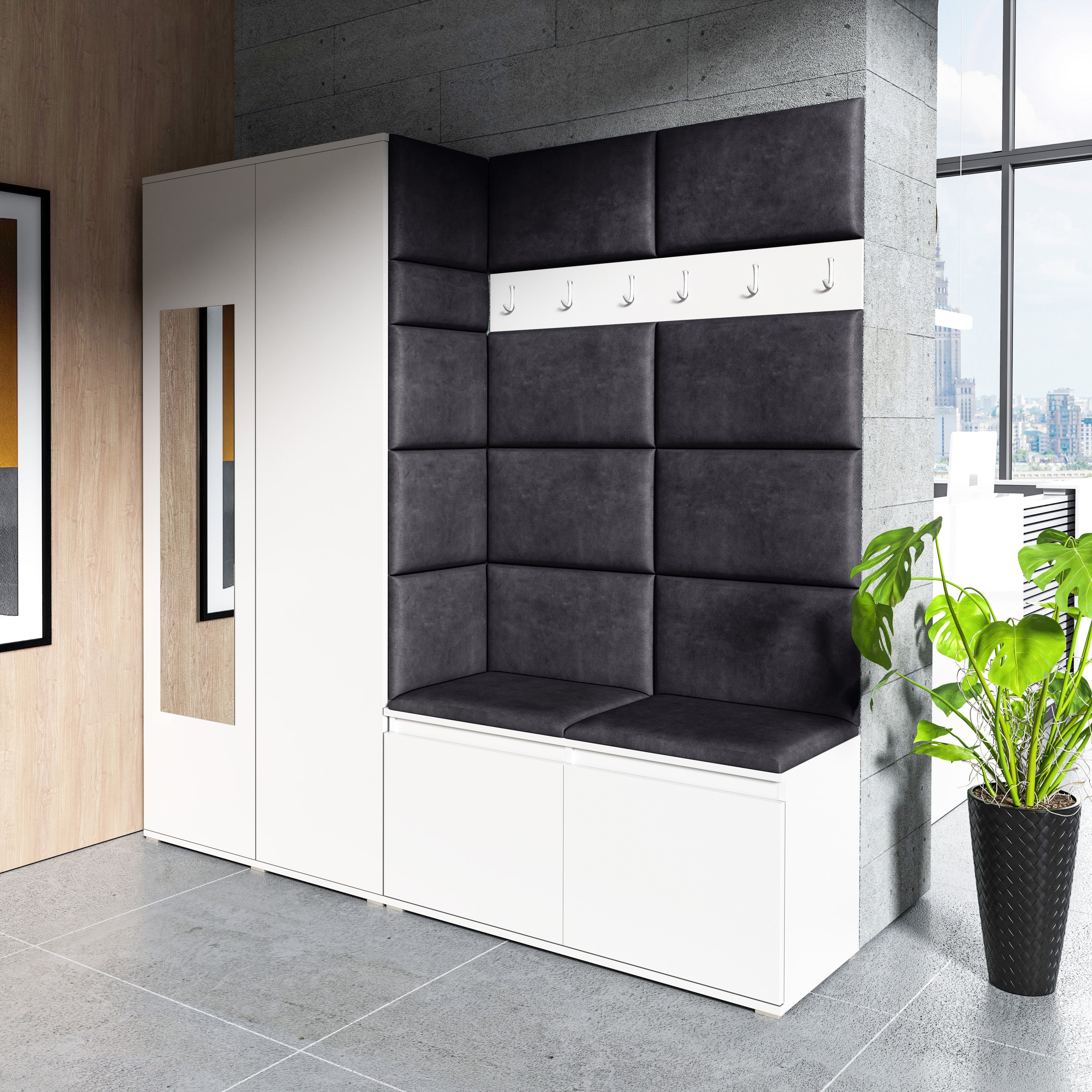 PK Emi 8 Hallway Wardrobe White - Upholstered Panels in Various Colours