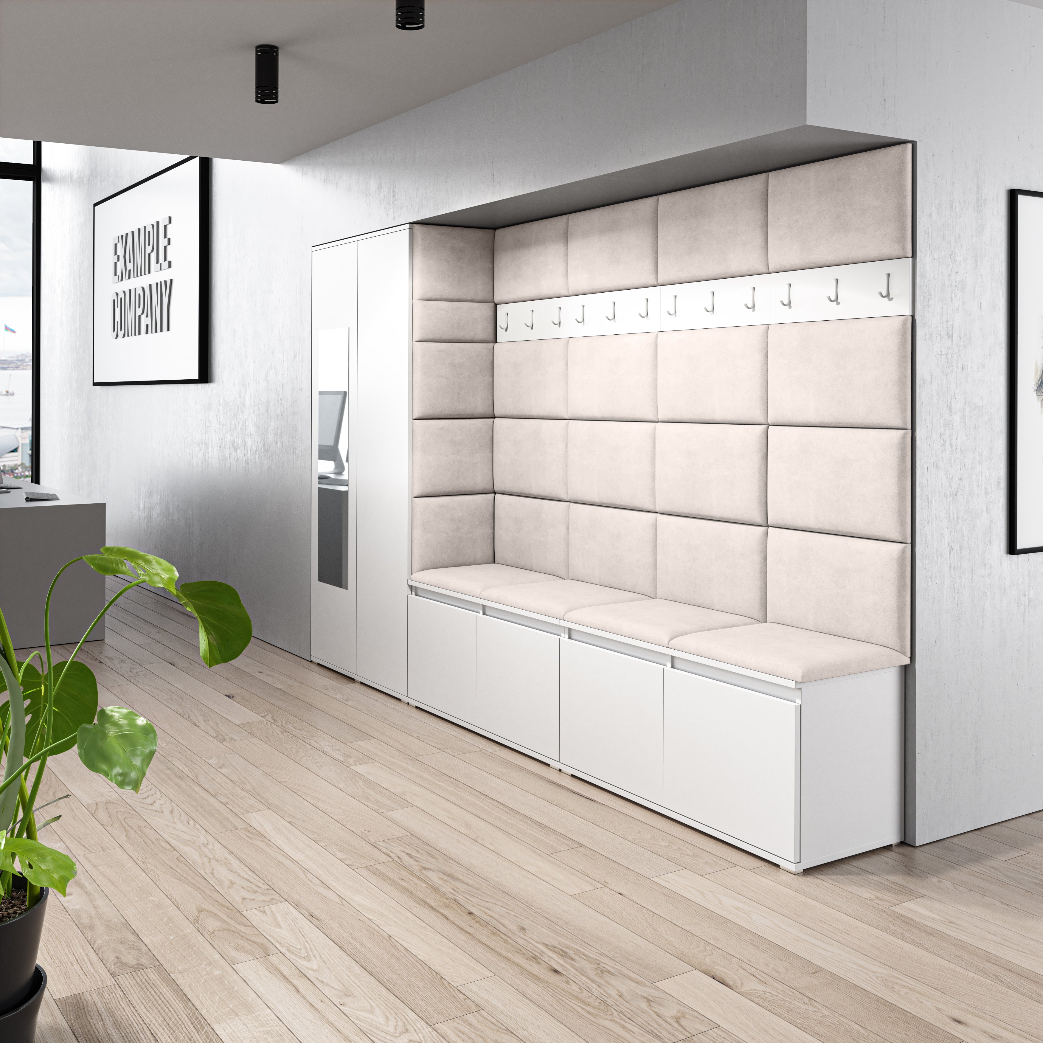 PK Emi 9 Hallway Wardrobe White - Upholstered Panels in Various Colours