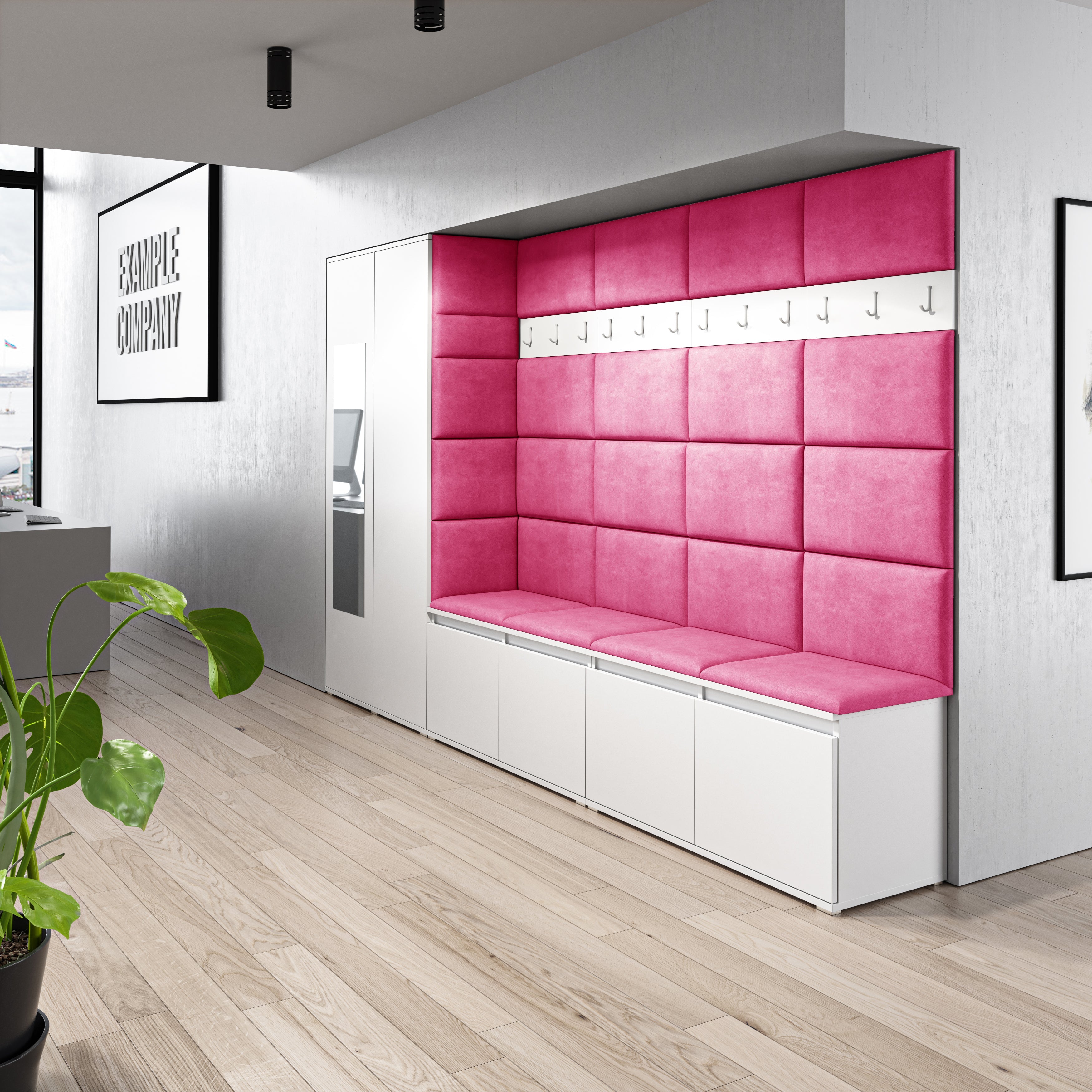 PK Emi 9 Hallway Wardrobe White - Upholstered Panels in Various Colours