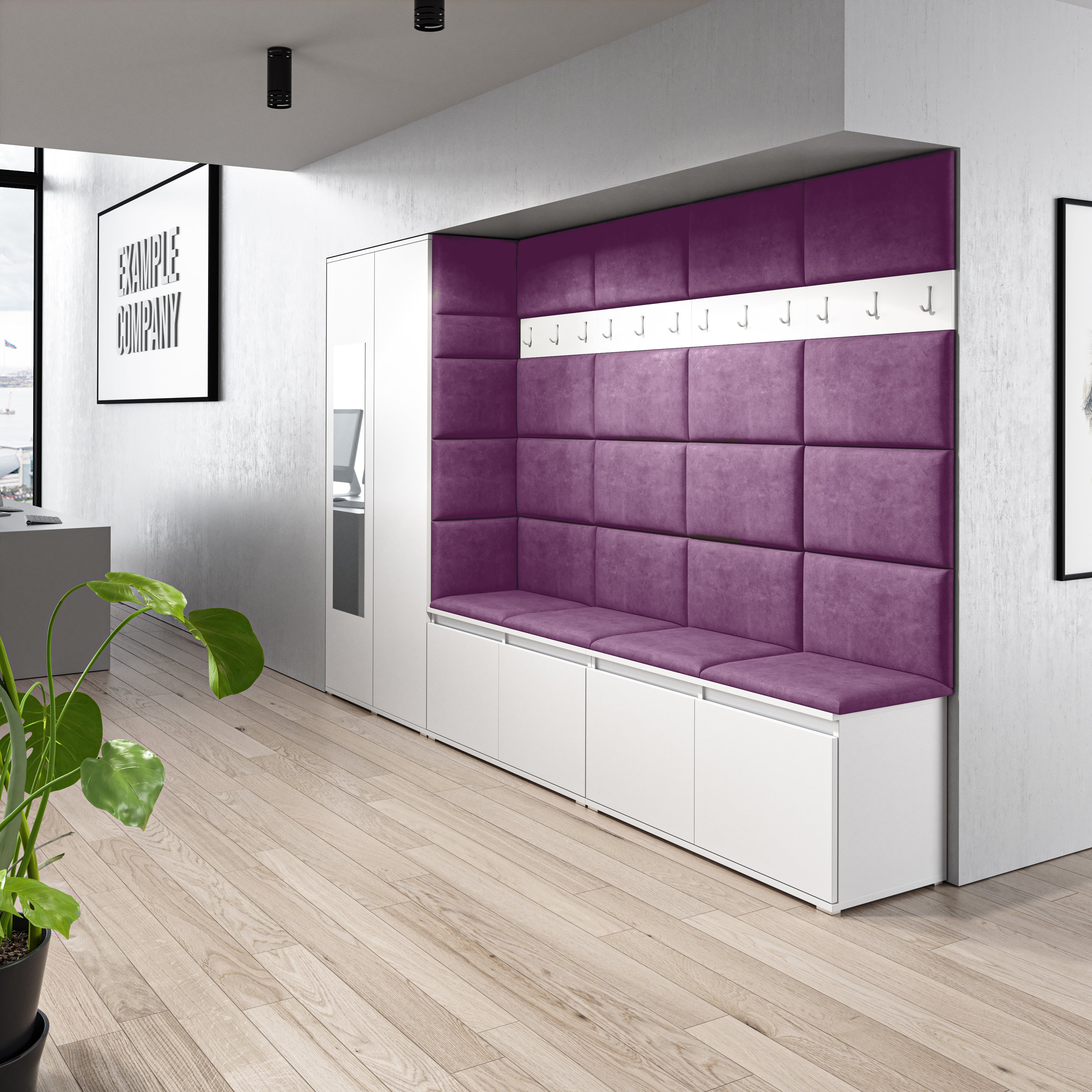 PK Emi 9 Hallway Wardrobe White - Upholstered Panels in Various Colours