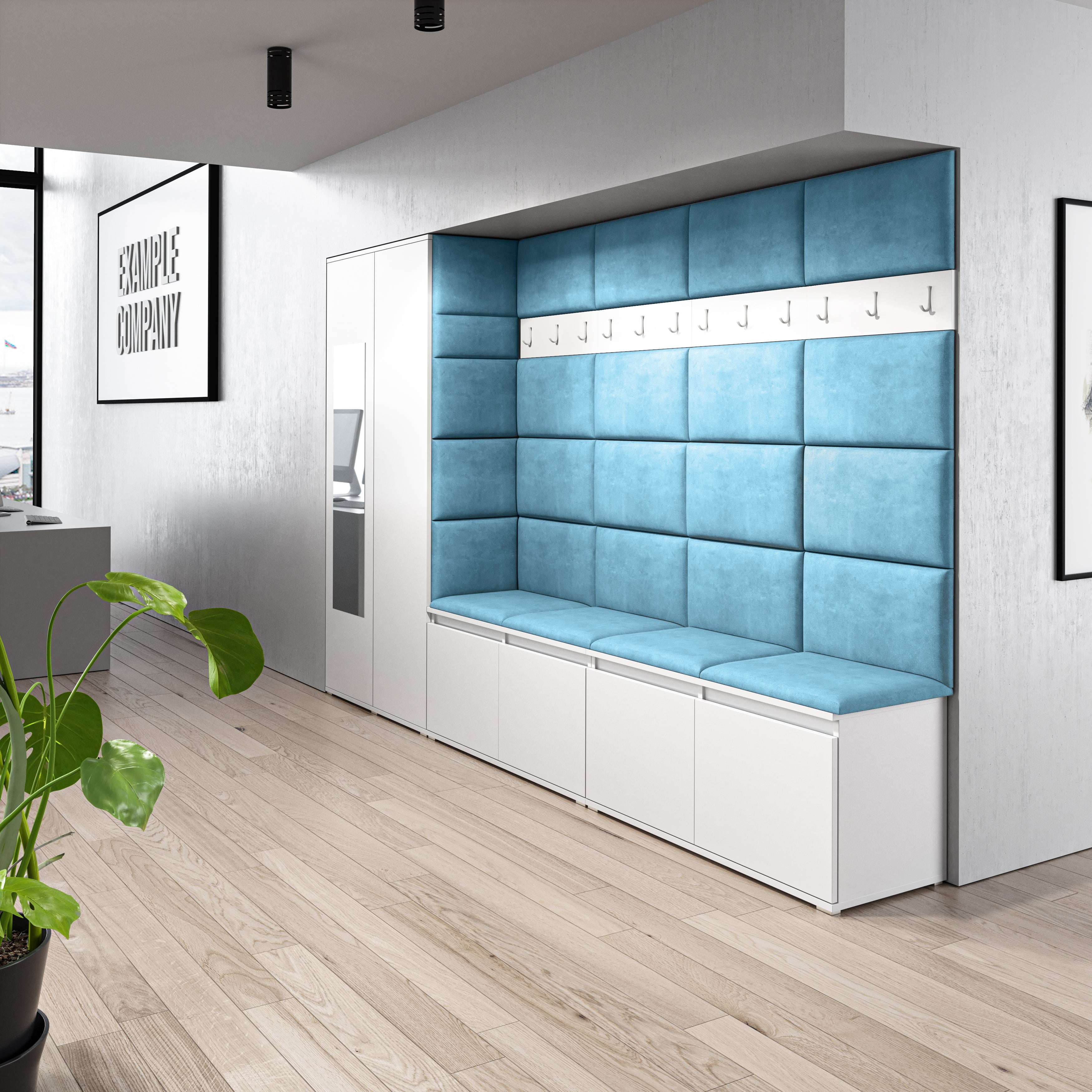 PK Emi 9 Flurgarderobe weiß - Polsterpaneele in verschiedenen Farben