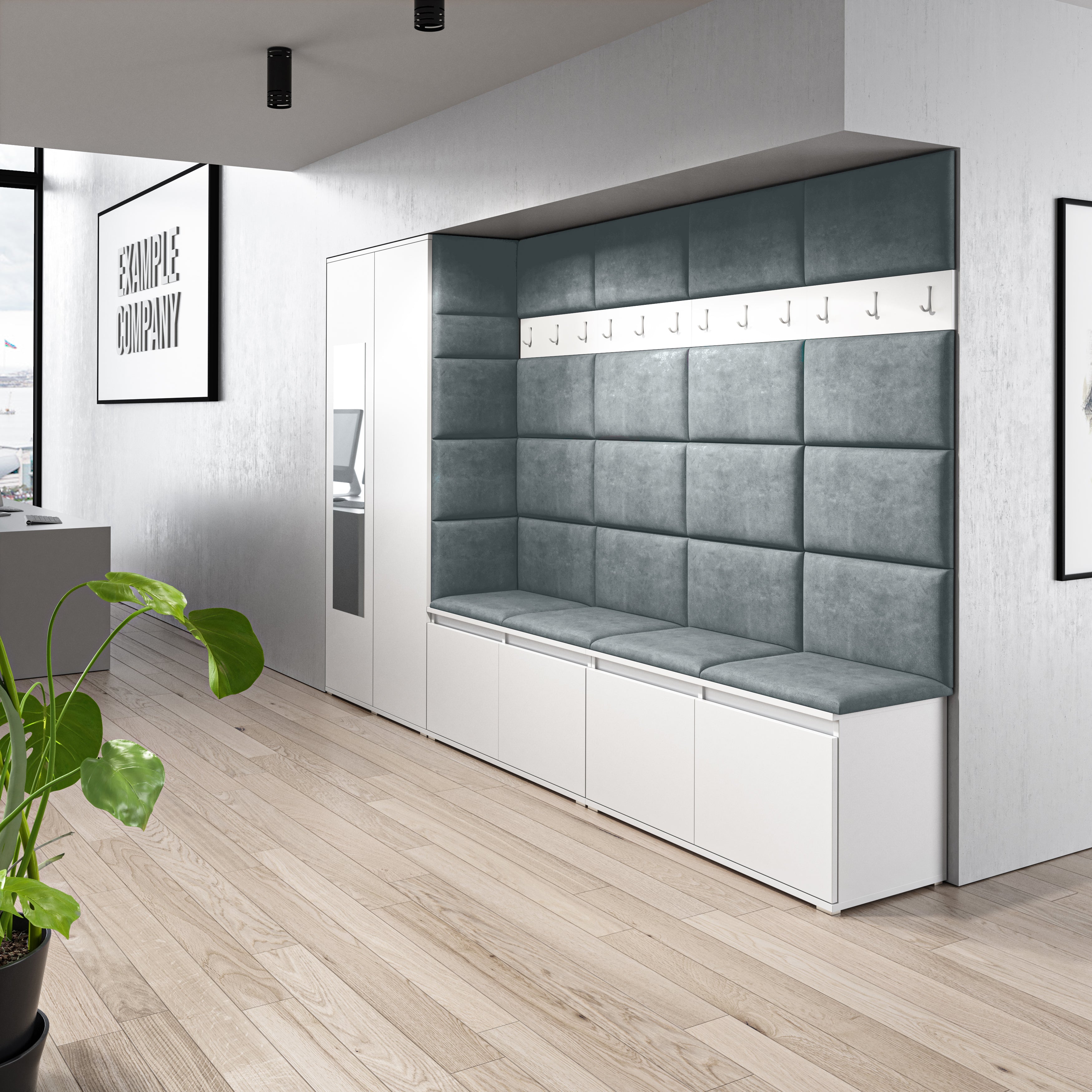 PK Emi 9 Hallway Wardrobe White - Upholstered Panels in Various Colours