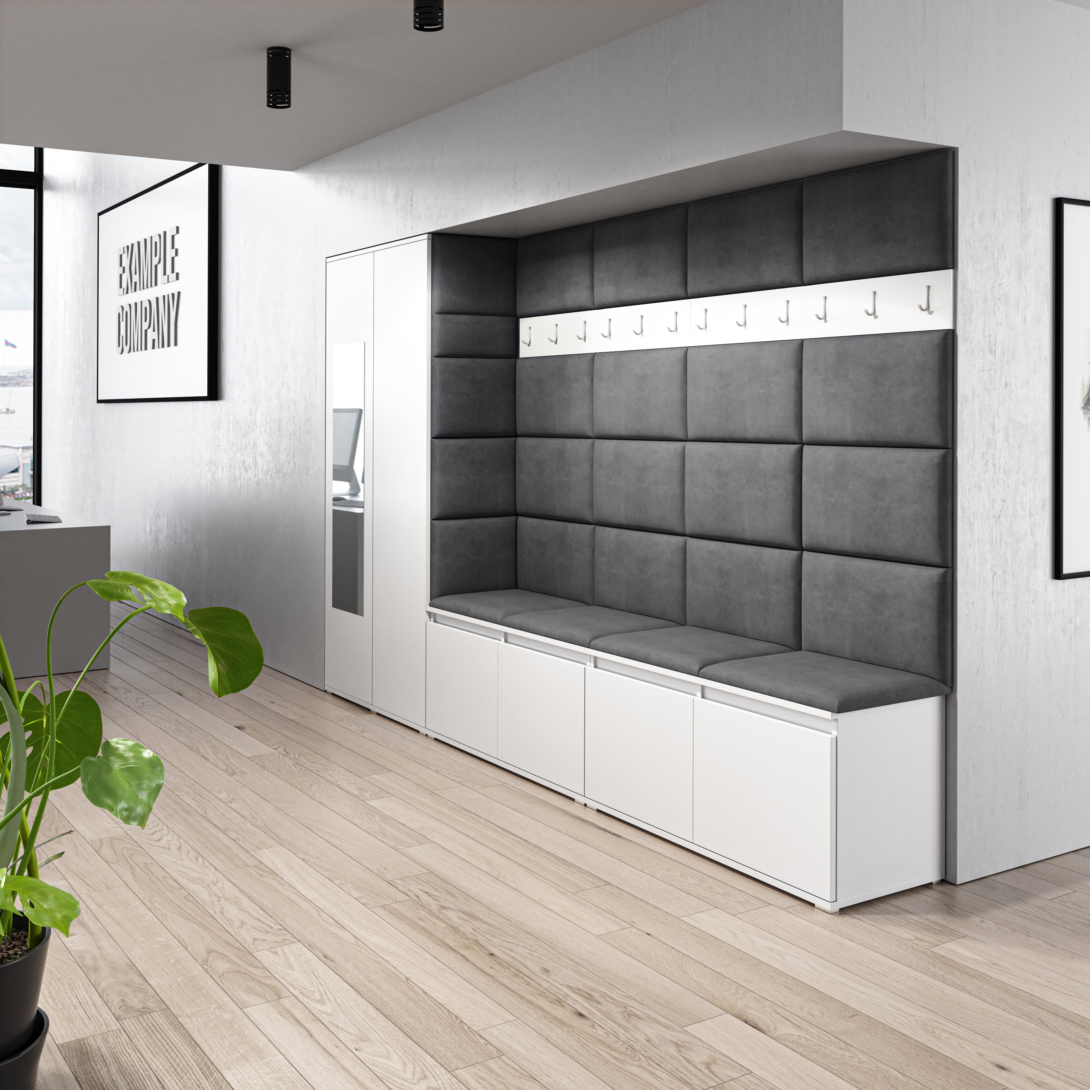 PK Emi 9 Hallway Wardrobe White - Upholstered Panels in Various Colours