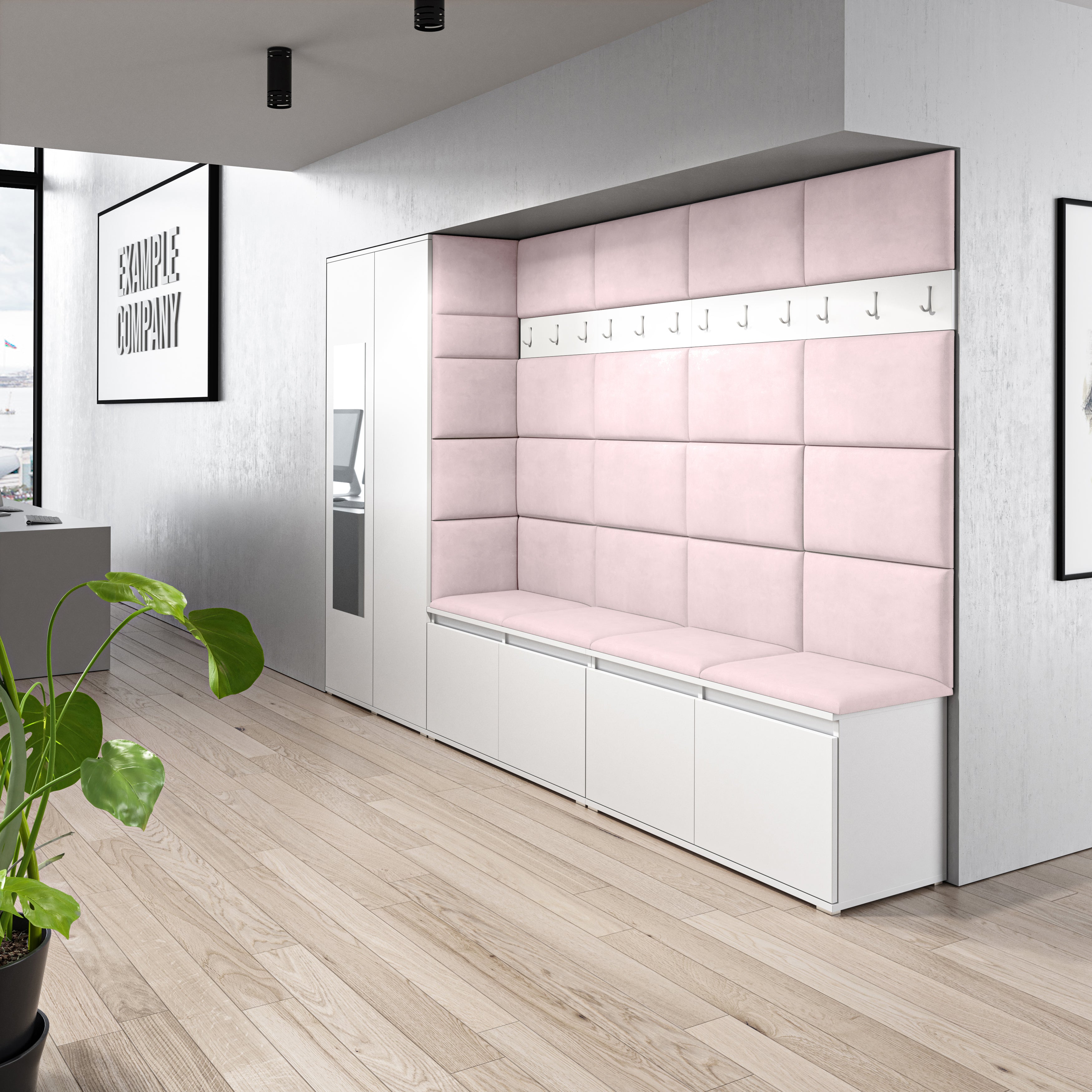 PK Emi 9 Hallway Wardrobe White - Upholstered Panels in Various Colours