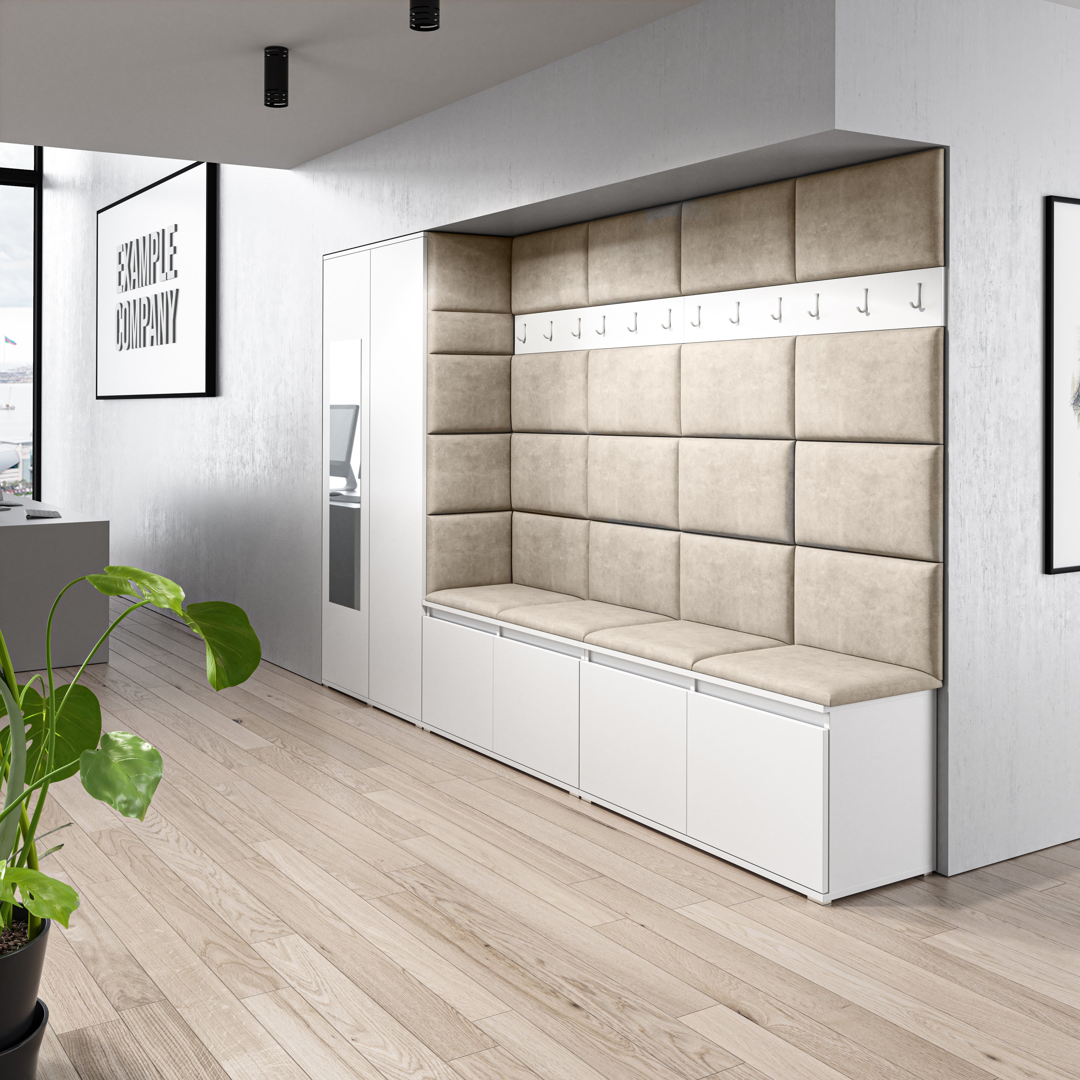 PK Emi 9 Hallway Wardrobe White - Upholstered Panels in Various Colours