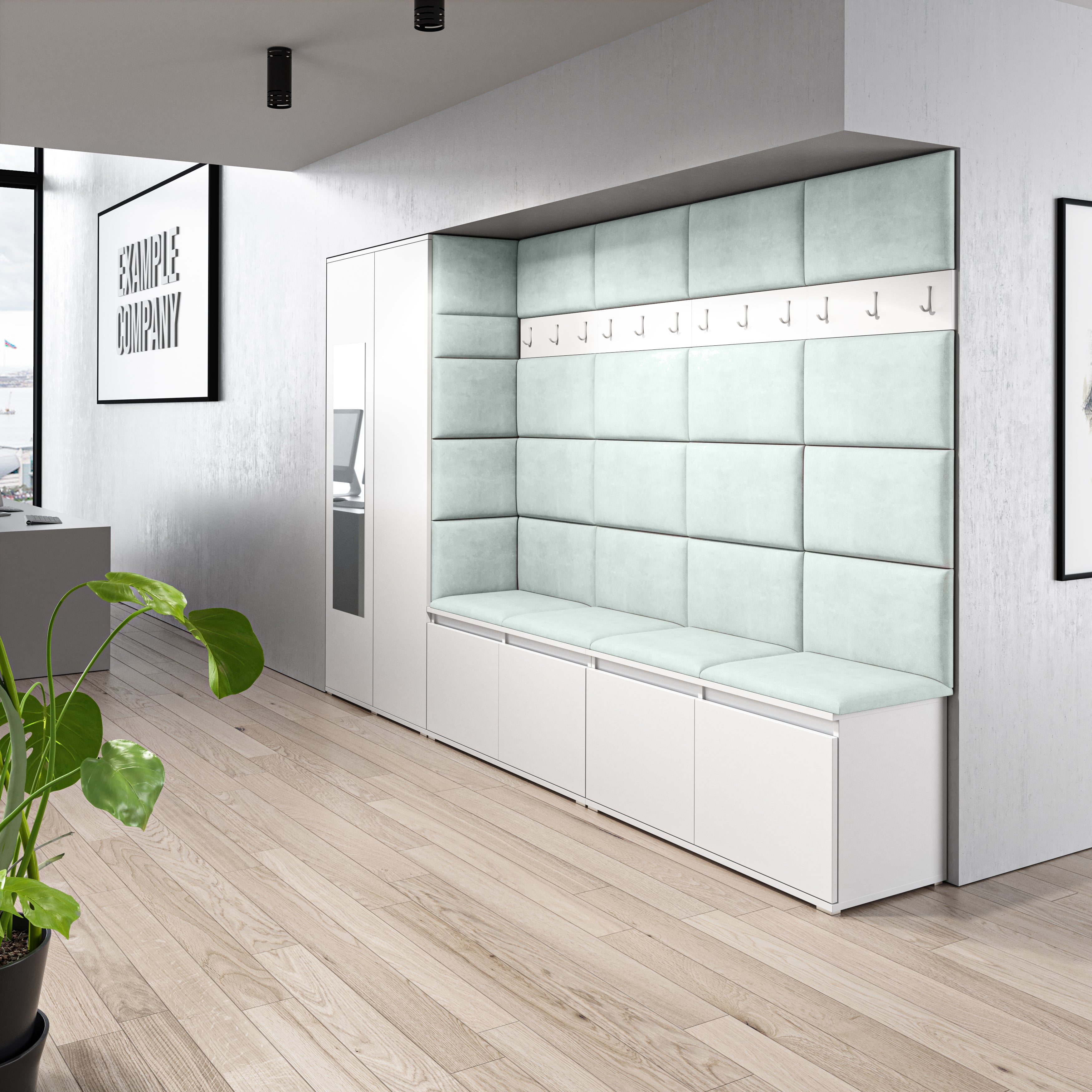 PK Emi 9 Hallway Wardrobe White - Upholstered Panels in Various Colours