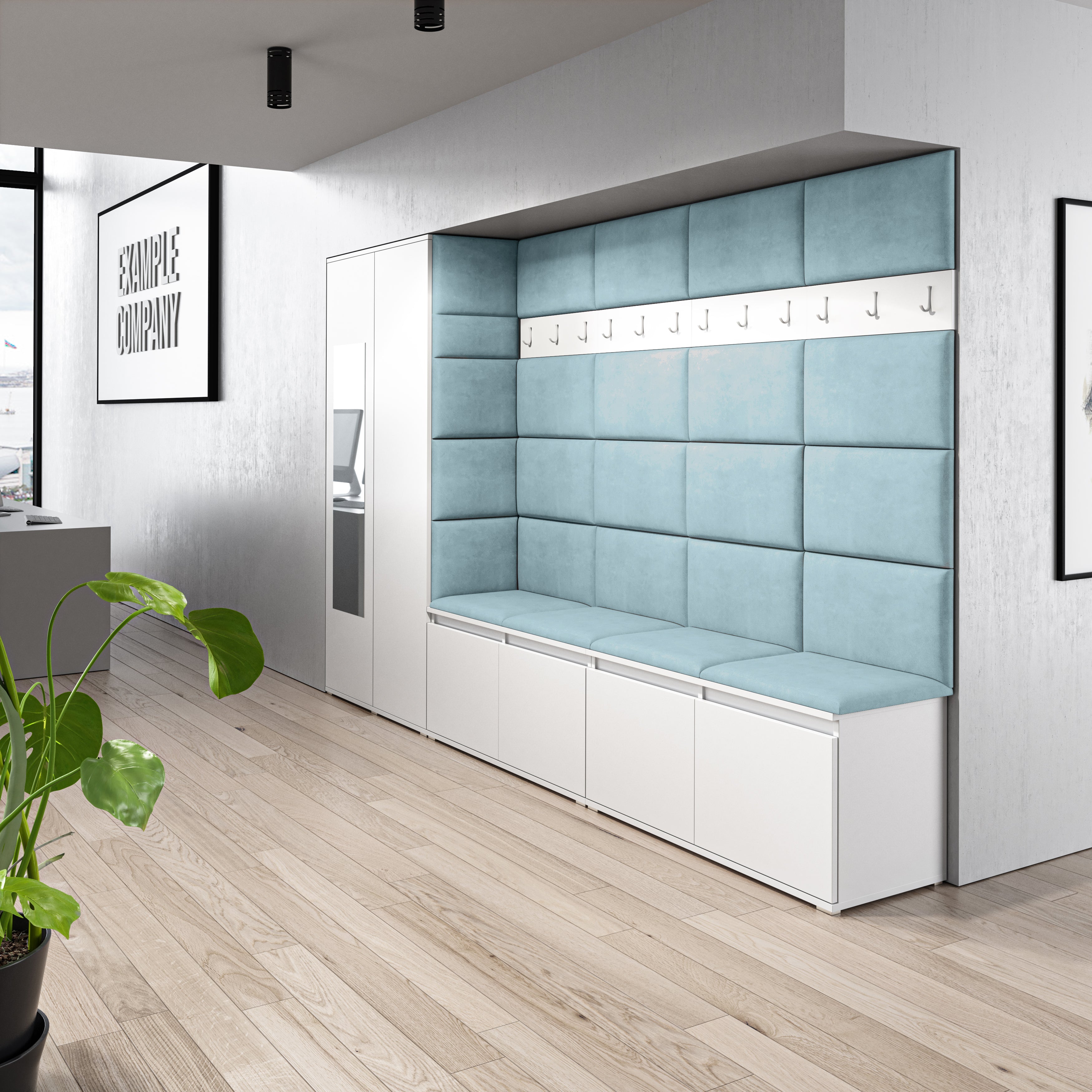 PK Emi 9 Hallway Wardrobe White - Upholstered Panels in Various Colours