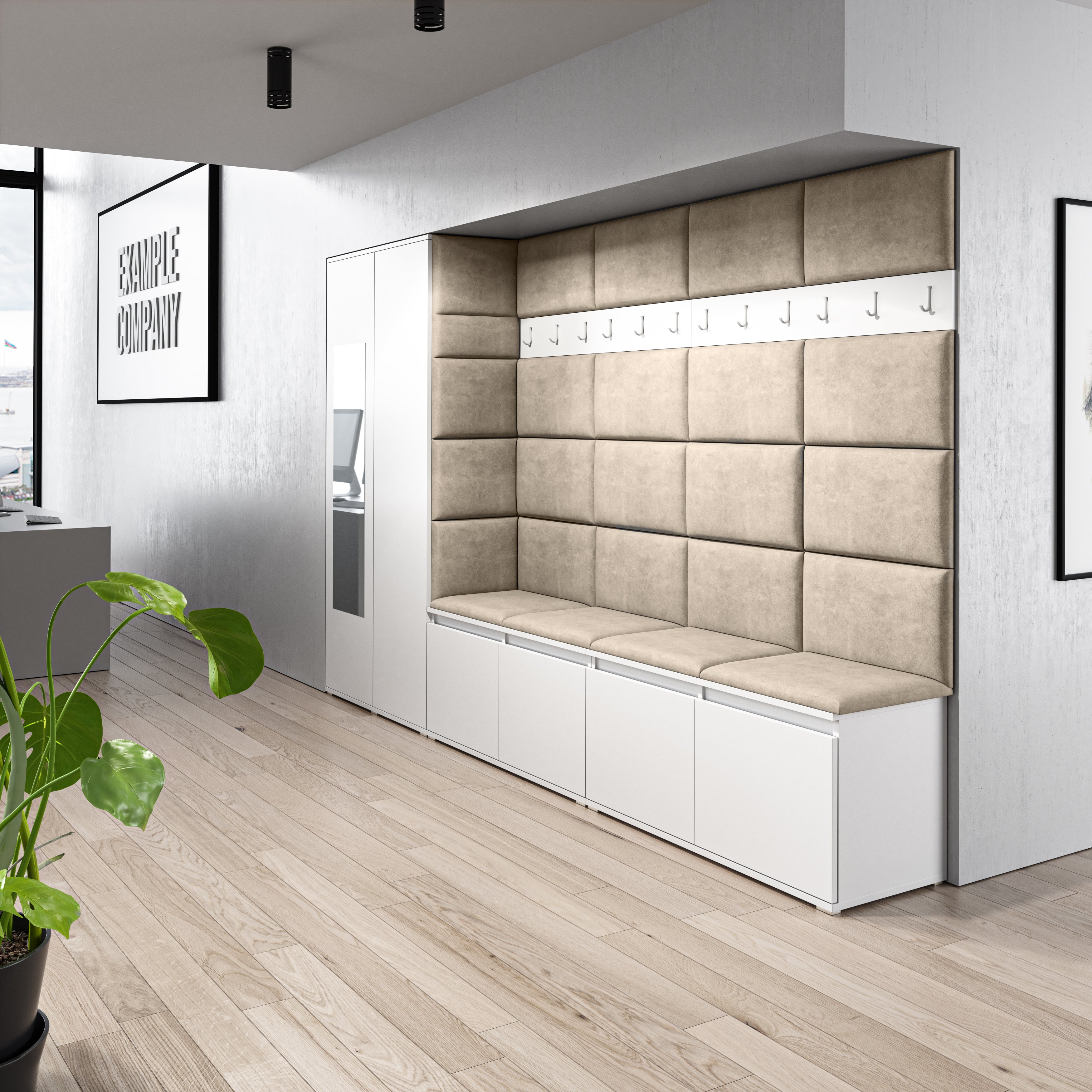 PK Emi 9 Hallway Wardrobe White - Upholstered Panels in Various Colours