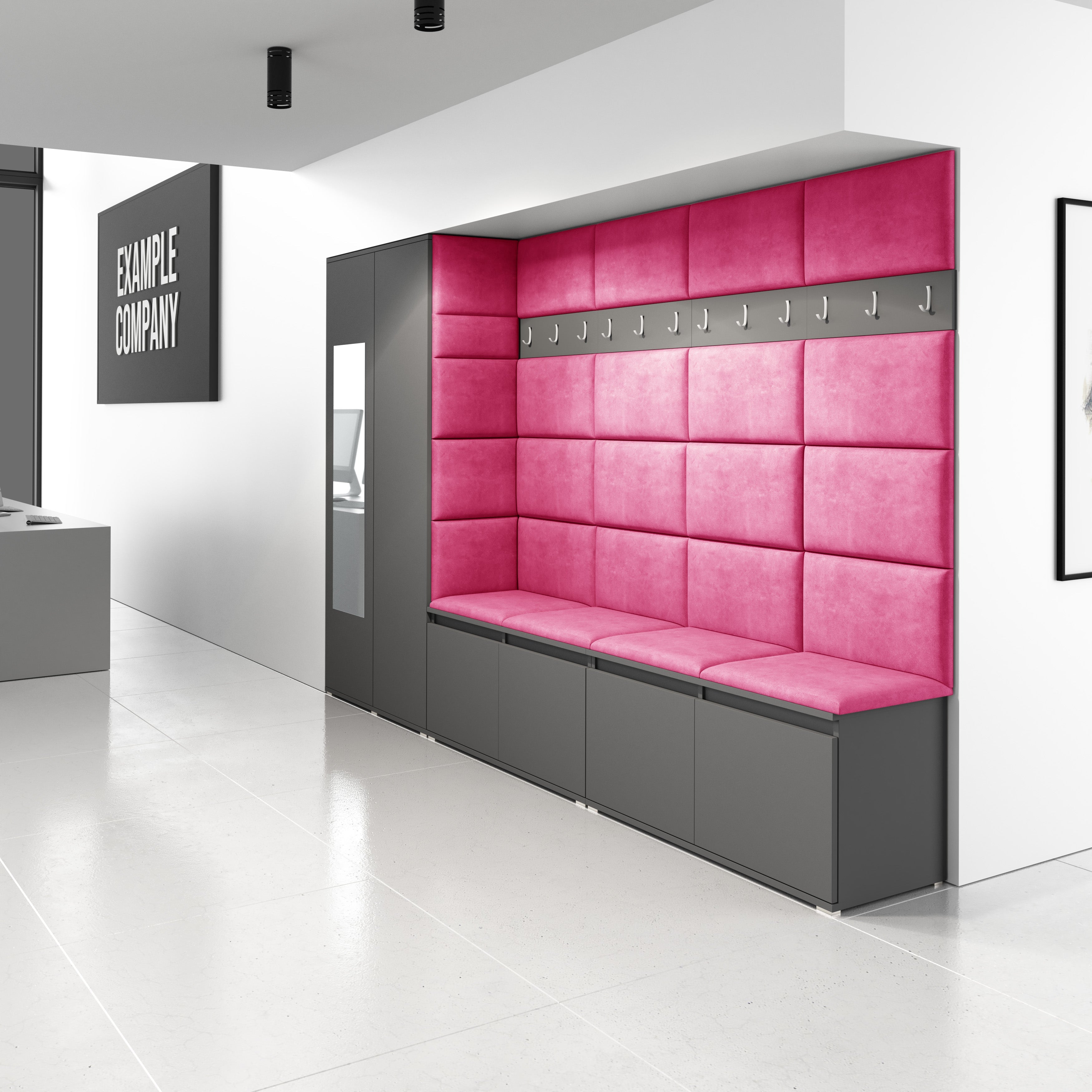 PK Emi 9 Hallway Wardrobe Graphite - Upholstered Panels in Various Colours